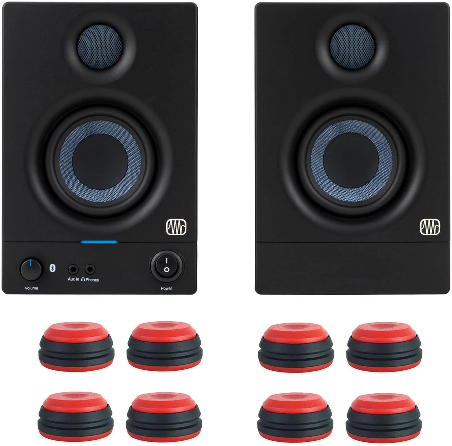 اسپیکرهای مانیتورینگ استودیویی اکتیو بلوتوثی PreSonus Eris 3.5 BT II Generation 5.0 + پایه های لرزه گیر keepdrum (8 عدد) - قرمز