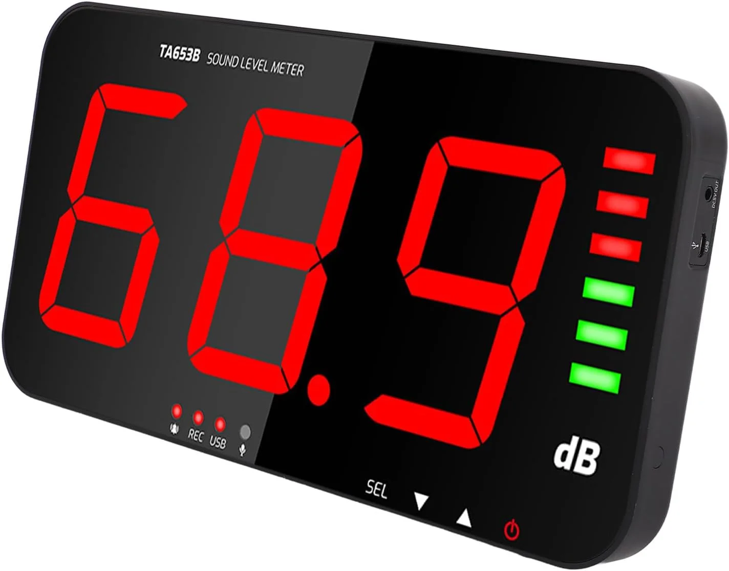 دستگاه دسی بل سنج Cryfokt، قابل نصب روی دیوار و رومیزی - مانیتور نویز سنج صدا با آلارم و نمایشگر LED برای خانه، استودیو، کارخانه