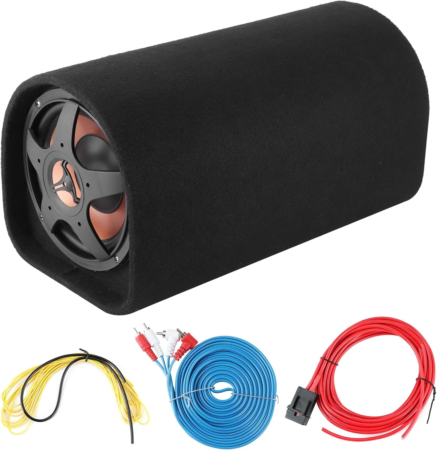 ساب ووفر خودرو 12 ولت باوفی، آمپلی فایر صدای مصرفی بزرگ با فرم گرد پارچه چرمی با محافظت در برابر اتصال کوتاه، برای اصلاح صوتی خودرو، حذف نویز و ارائه صدایی چشمگیر