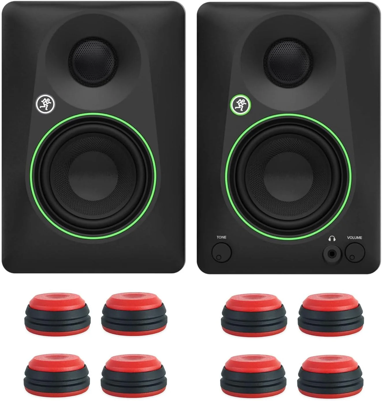 مانیتورهای استودیویی اکتیو 2-way مکی CR3.5BT با بلوتوث به همراه پایه های لرزه گیر کیپ درام - قرمز