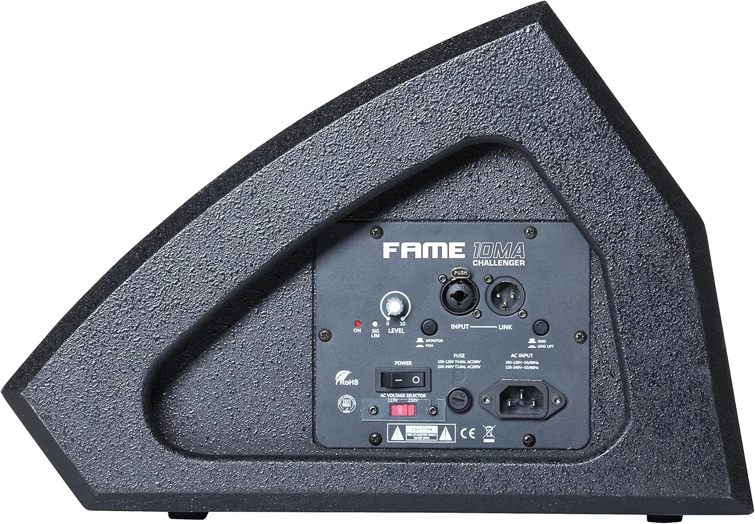 مانیتور صحنه اکتیو Fame Audio Challenger 10MA، ووفر 10 اینچ، 150 وات RMS، 300 وات پیک، بدنه چند منظوره، فلنج 36 میلی متری
