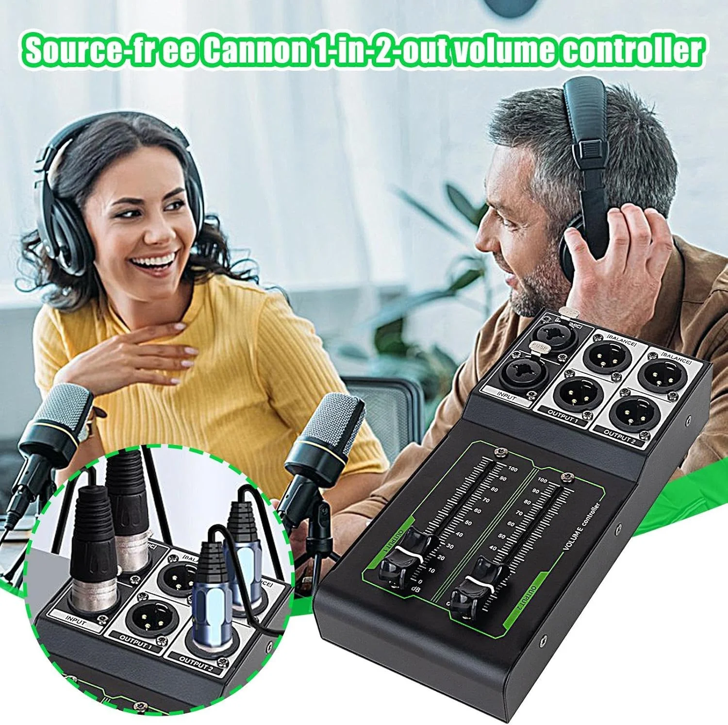 کنترلر صدای استودیو، کنترلر مانیتور حرفه ای، پسیو، 1 ورودی، 2 خروجی صوتی دقیق، فیدر 70 میلی متری برای سیستم خانگی