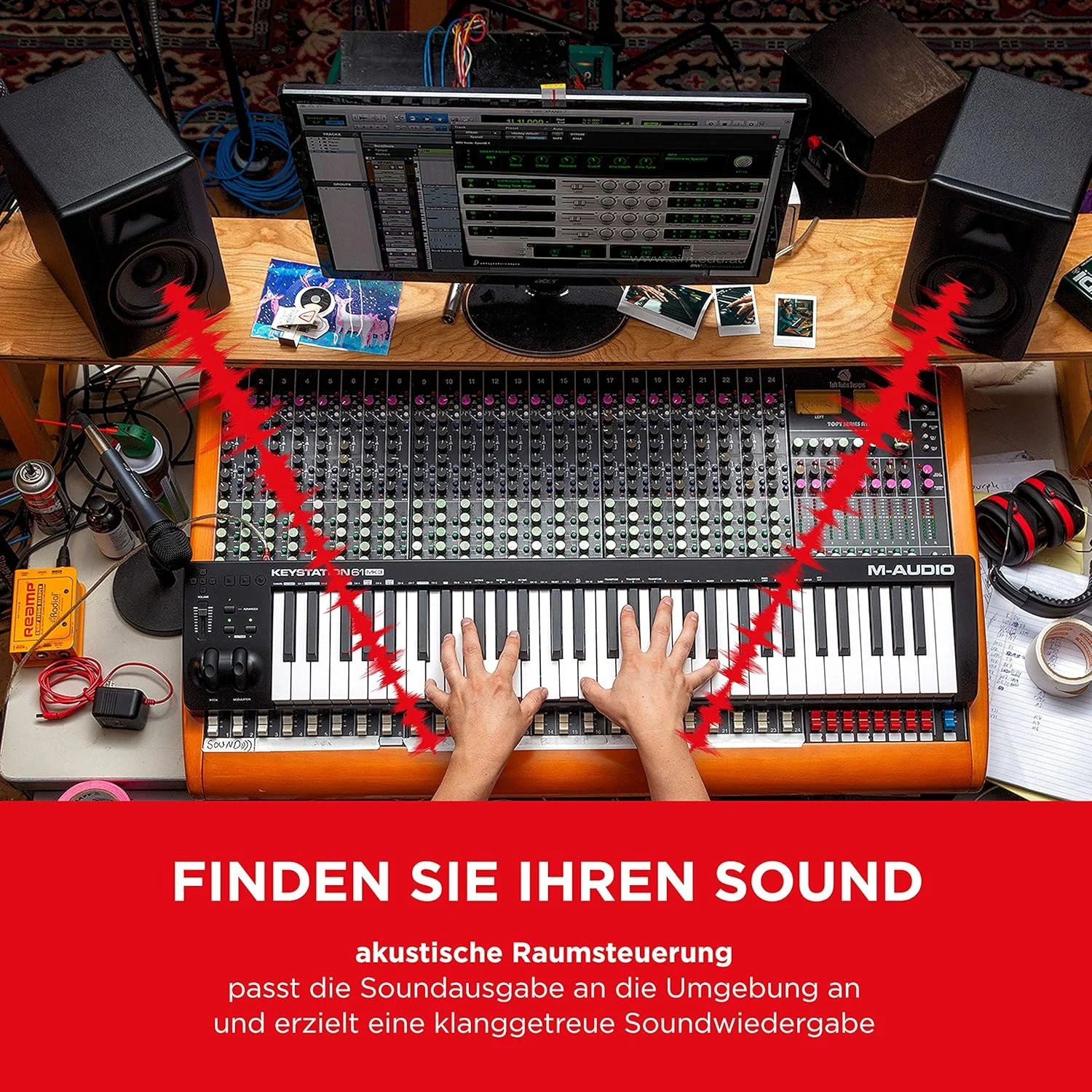 M-Audio BX5 D3 جفت - مانیتور/بلندگوی استودیویی 2 طرفه 5 اینچی جمع و جور، فعال، برای تولید موسیقی یا میکس، با 2 کابل TRS 6.35 میلی‌متری