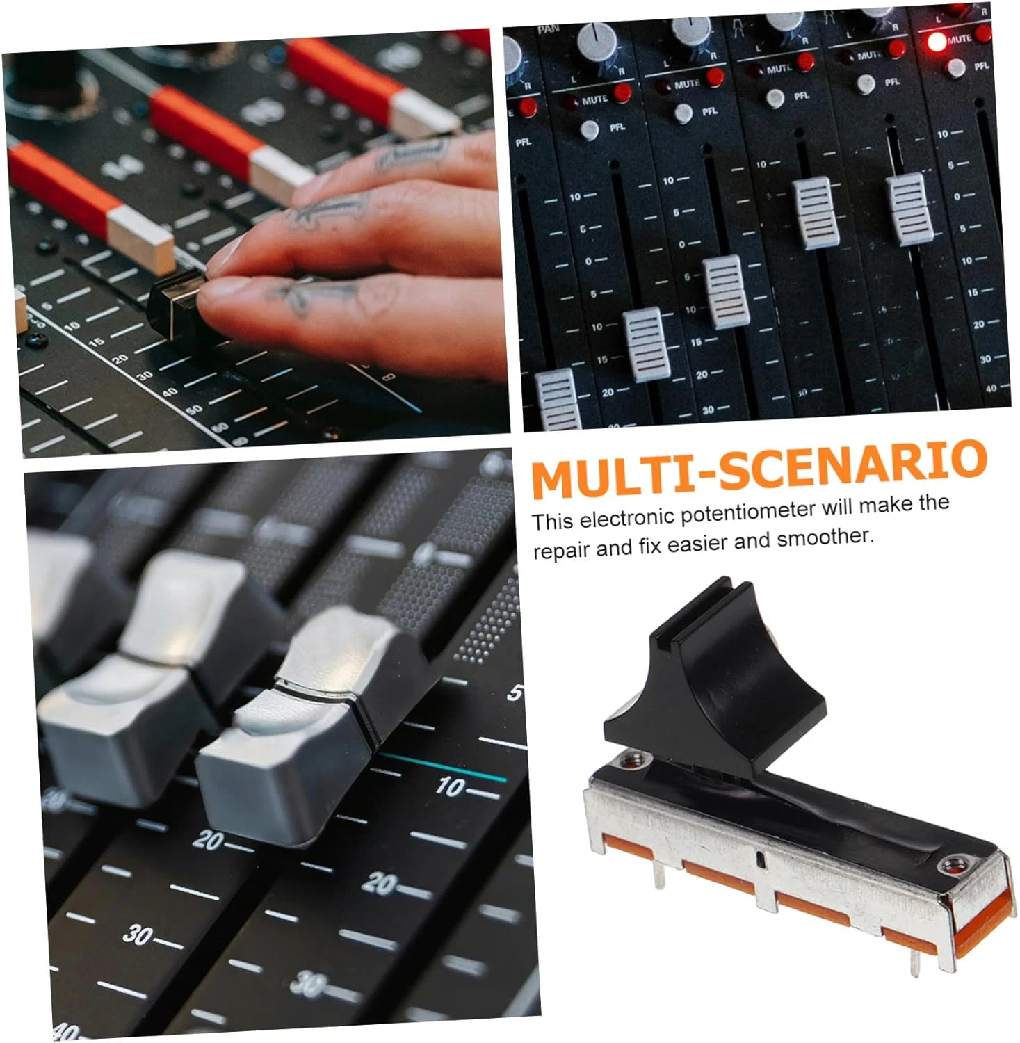 BESPORTBLE 6 عدد پتانسیومتر لغزنده خطی، کنترل کننده چرخشی دقیق برای میکسر و کارت صدا، بادوام ساخته شده از پلاستیک برای تنظیم و کنترل صدا BESPORTBLE 6 عدد پتانسیومتر لغزنده خطی، کنترل کننده چرخشی دقیق برای میکسر و کارت صدا، بادوام ساخته شده از پلاستیک برای تنظیم و کنترل صدا