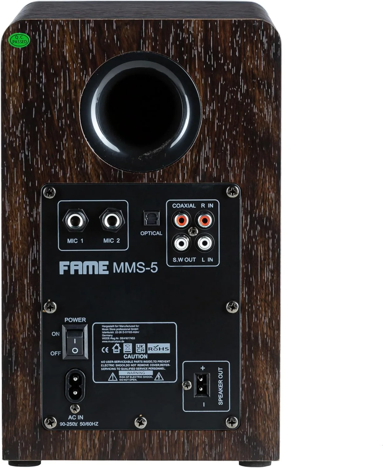 مانیتور استودیویی بلوتوث دار اکتیو Fame MMS-5، 5 اینچ، مشکی، 150 وات، 3-way، Nearfield/Midfield، ورودی های کواکسیال/اپتیکال، خروجی ساب ووفر، اتصال میکروفون، USB، اکولایزر، ریموت کنترل