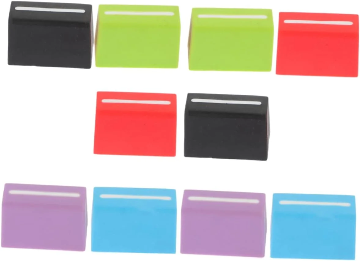 BESPORTBLE ۱۰ عدد کلاهک لاستیکی دکمه های فیدر با سوراخ داخلی ۴ میلی متری برای میکسر، لغزنده، جایگزین کلاهک های فیدر، لوازم جانبی برای میکسر کنسول در رنگ های سیاه، قرمز، آبی، بنفش، سبز، سفید