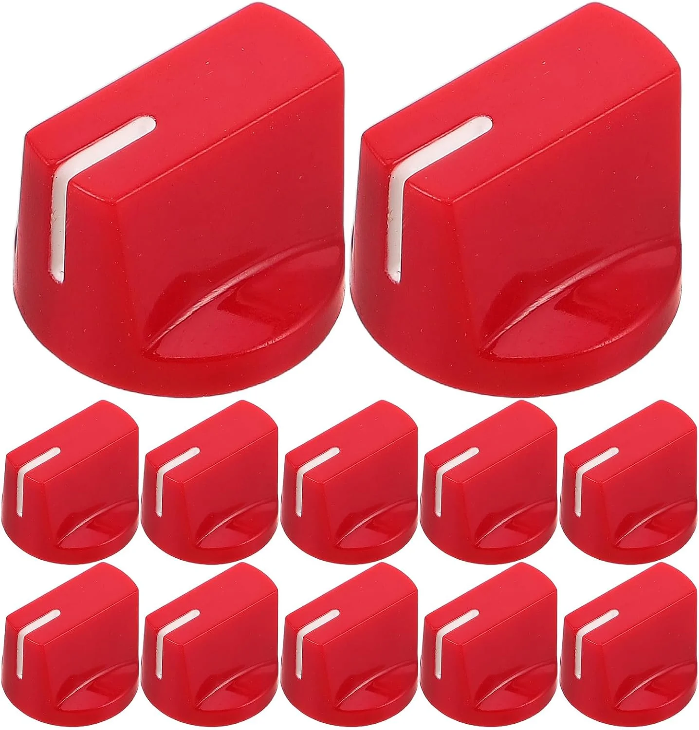 Toyvian 12 عدد درپوش دکمه پتانسیومتر: درپوش های کنترل صدا قرمز پلاستیکی، 19 x 14 میلی متر - دکمه های چرخشی کنترل صدا با سوراخ گرد 6.35 میلی متری برای تقویت کننده ها و دستگاه های صوتی