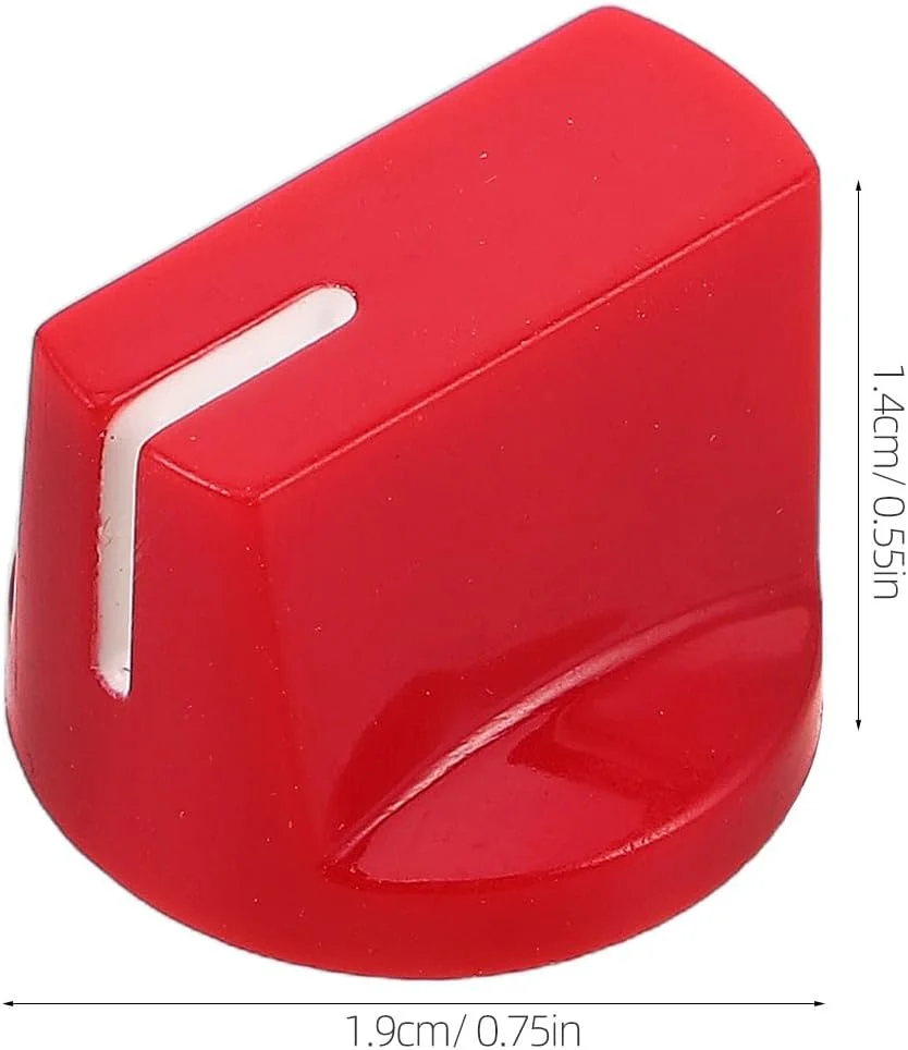 Toyvian 12 عدد درپوش دکمه پتانسیومتر: درپوش های کنترل صدا قرمز پلاستیکی، 19 x 14 میلی متر - دکمه های چرخشی کنترل صدا با سوراخ گرد 6.35 میلی متری برای تقویت کننده ها و دستگاه های صوتی