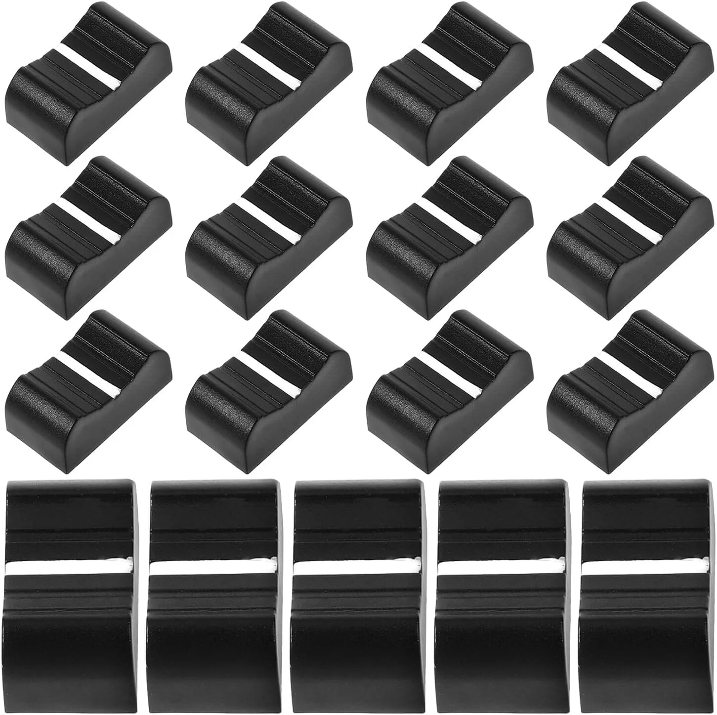 Cabilock 20 عدد درپوش لغزنده پلاستیکی برای میکسر، پتانسیومتر کشویی، درپوش های جایگزین لغزنده مستقیم برای میکسر صدا، نصب آسان، بادوام، مناسب برای کارت صدا و