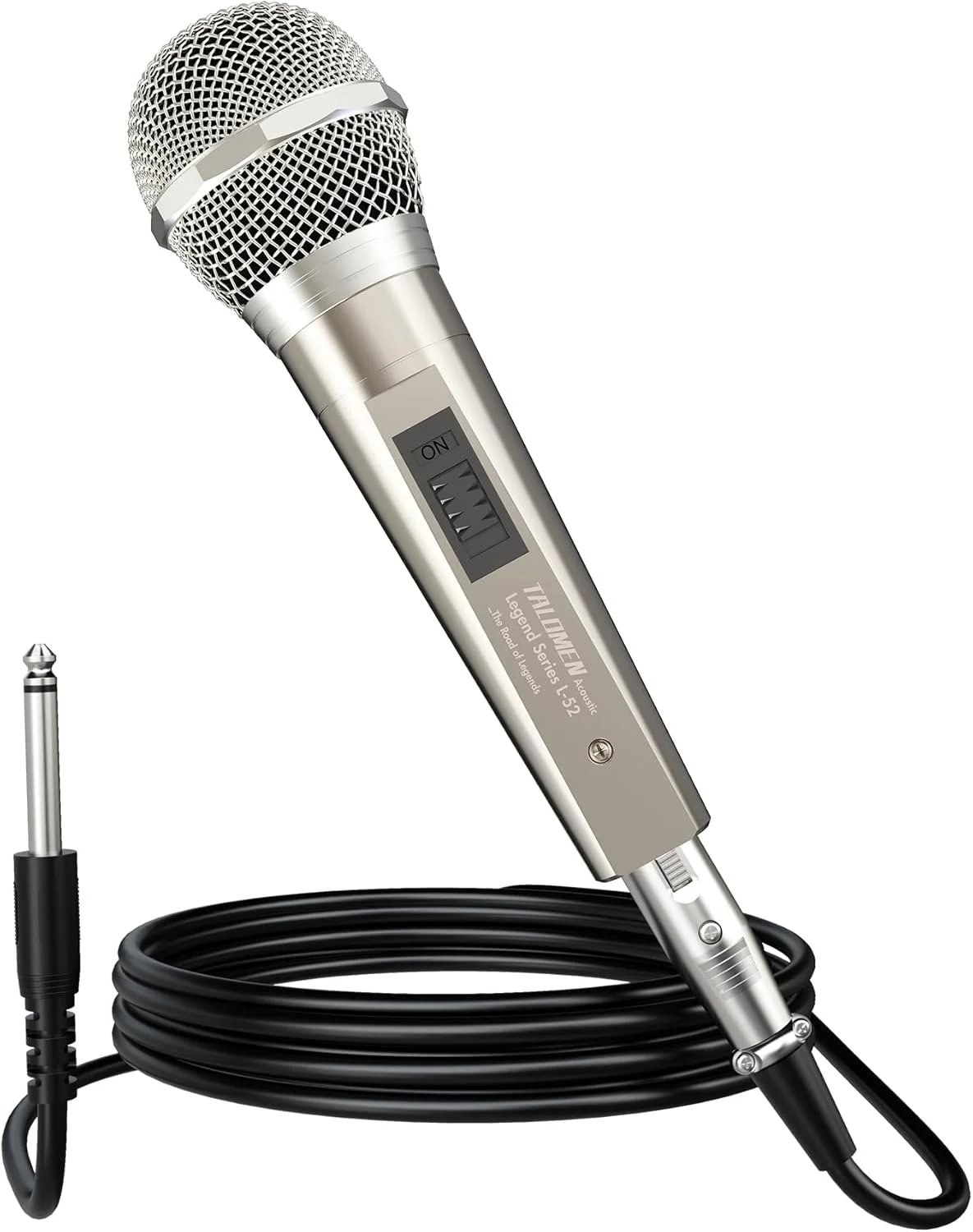 میکروفون سیمی L52 برای آواز، میکروفون دستی 6.35 میلی متری با کلید روشن/خاموش، کابل XLR 6 متری - میکروفون دینامیک کندانسور برای دستگاه کارائوکه، آمپلی فایر، بلندگو، مهمانی ها