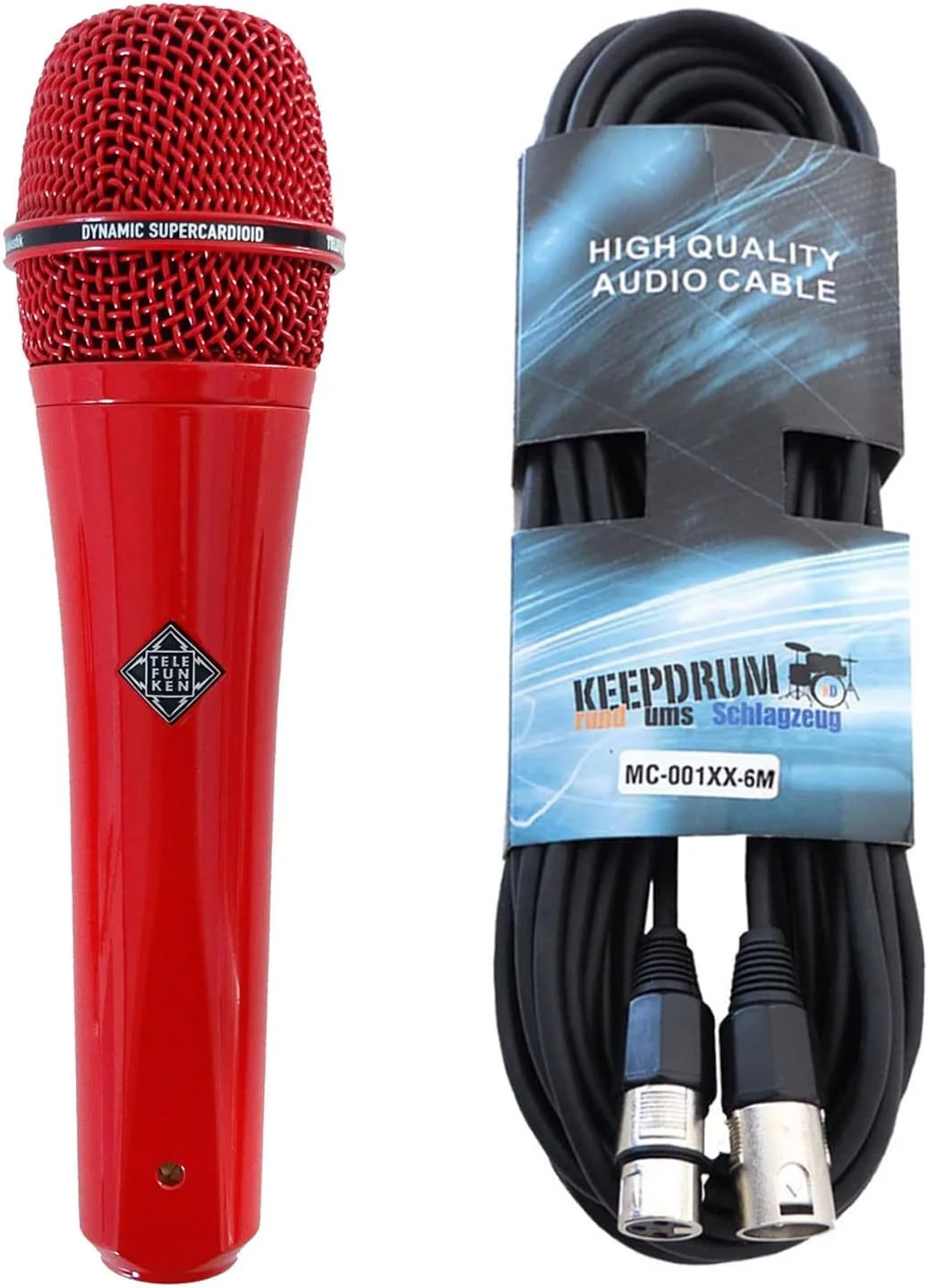 میکروفون داینامیک تلفنکن M80 قرمز + کابل XLR کیپدرام