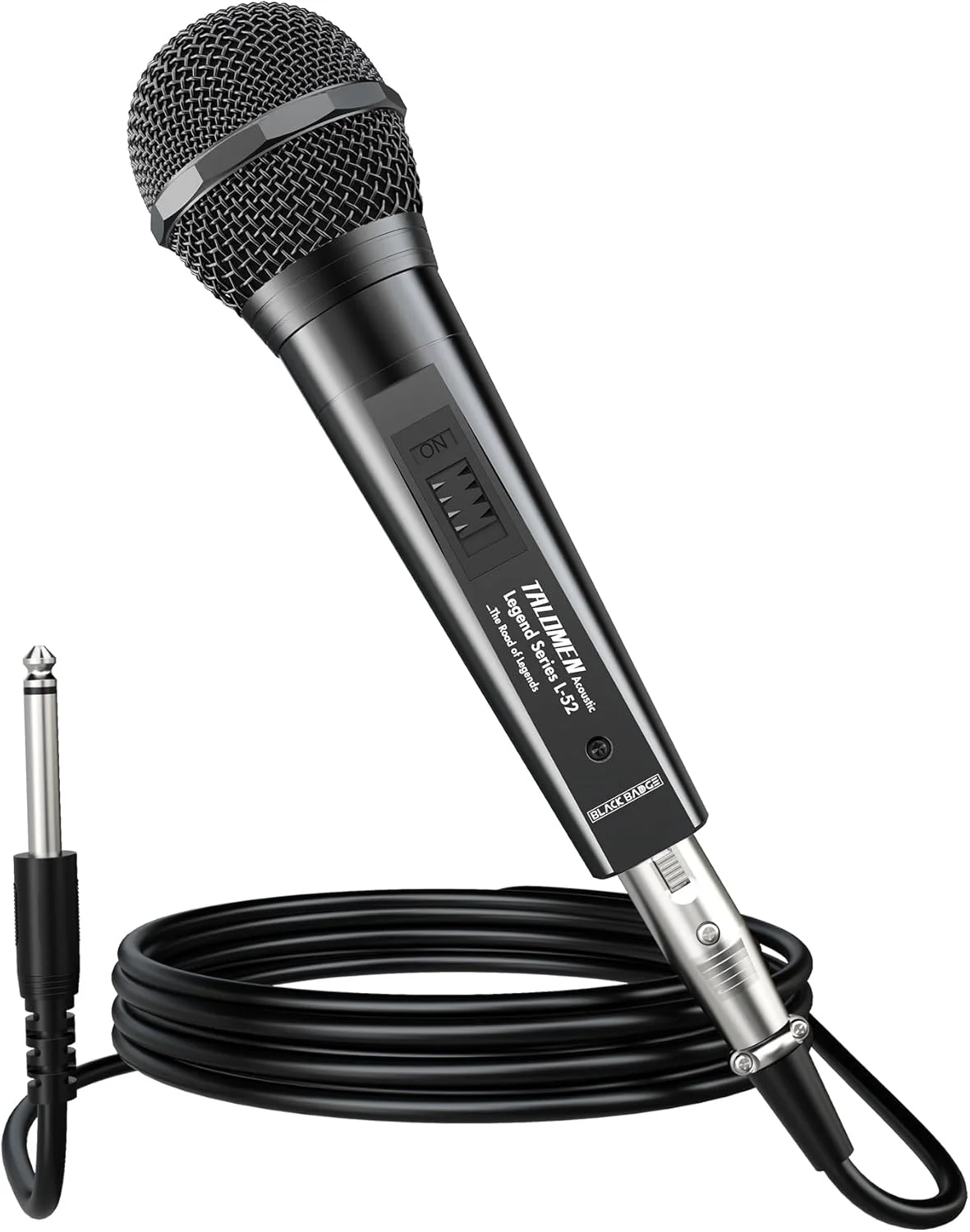 میکروفون آواز داینامیک L52 – میکروفون دستی حرفه ای با الگوی قطبی کاردیوید، 120 dB SPL، کابل های XLR 20FT و 6.5FT، برای استیج، استودیو، سیستم PA و کارائوکه – L52 مشکی