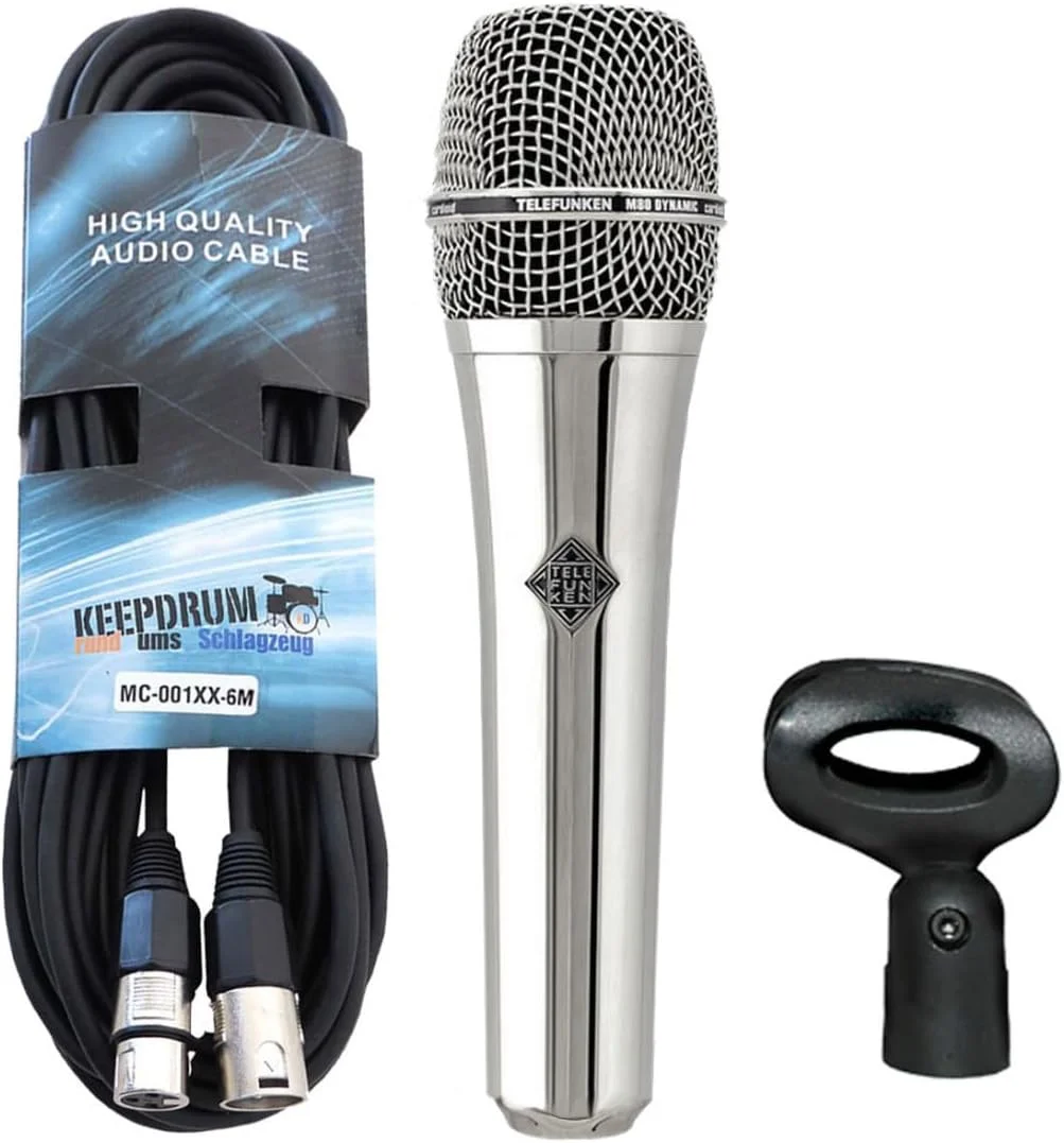 میکروفون دینامیک Telefunken M80 Chrome + کابل XLR 6 متری