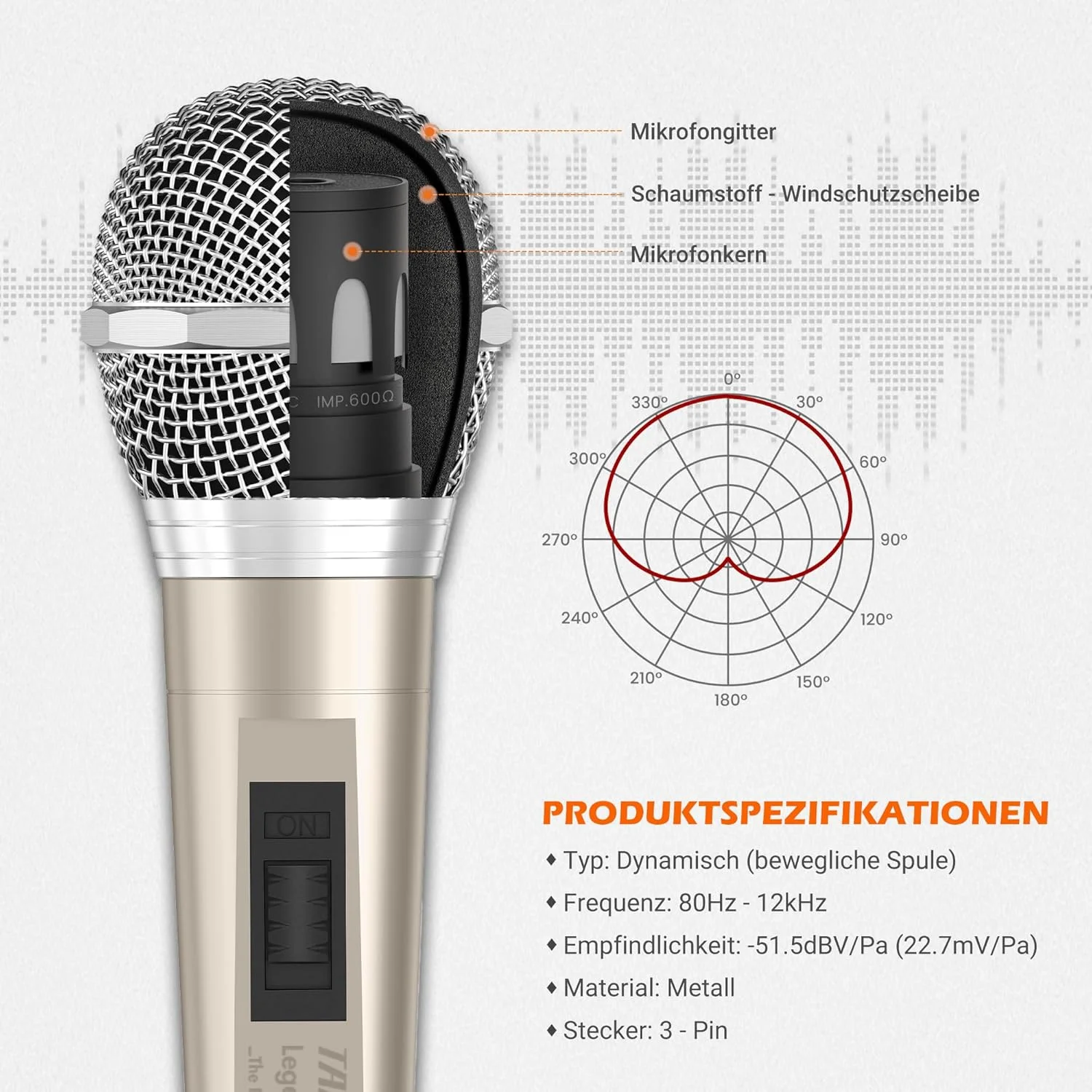 میکروفون سیمی L52 برای آواز، میکروفون دستی 6.35 میلی متری با کلید روشن/خاموش، کابل XLR 6 متری - میکروفون دینامیک کندانسور برای دستگاه کارائوکه، آمپلی فایر، بلندگو، مهمانی ها میکروفون سیمی L52 برای آواز، میکروفون دستی 6.35 میلی متری با کلید روشن/خاموش، کابل XLR 6 متری - میکروفون دینامیک کندانسور برای دستگاه کارائوکه، آمپلی فایر، بلندگو، مهمانی ها