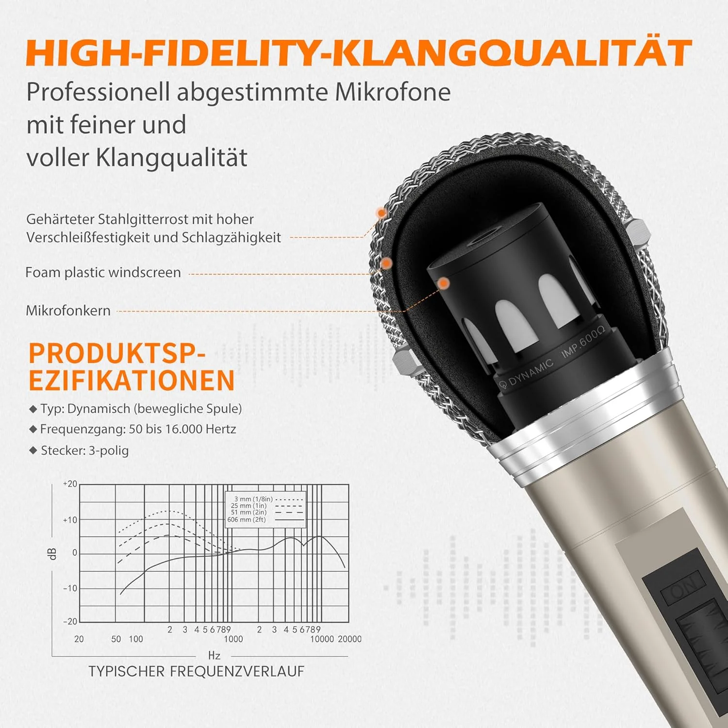 میکروفون سیمی L52 برای آواز، میکروفون دستی 6.35 میلی متری با کلید روشن/خاموش، کابل XLR 6 متری - میکروفون دینامیک کندانسور برای دستگاه کارائوکه، آمپلی فایر، بلندگو، مهمانی ها میکروفون سیمی L52 برای آواز، میکروفون دستی 6.35 میلی متری با کلید روشن/خاموش، کابل XLR 6 متری - میکروفون دینامیک کندانسور برای دستگاه کارائوکه، آمپلی فایر، بلندگو، مهمانی ها