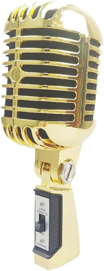 میکروفون داینامیک استیج SPORTARC، میکروفون کارائوکه کلاسیک، رترو، بدنه فلزی، طلایی رنگ