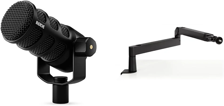 میکروفون USB پادکست RØDE PodMic به همراه بازوی میکروفون Elgato Wave Mic Arm LP - بازوی میکروفون حرفه ای با طراحی کم حجم و کانال های مدیریت کابل