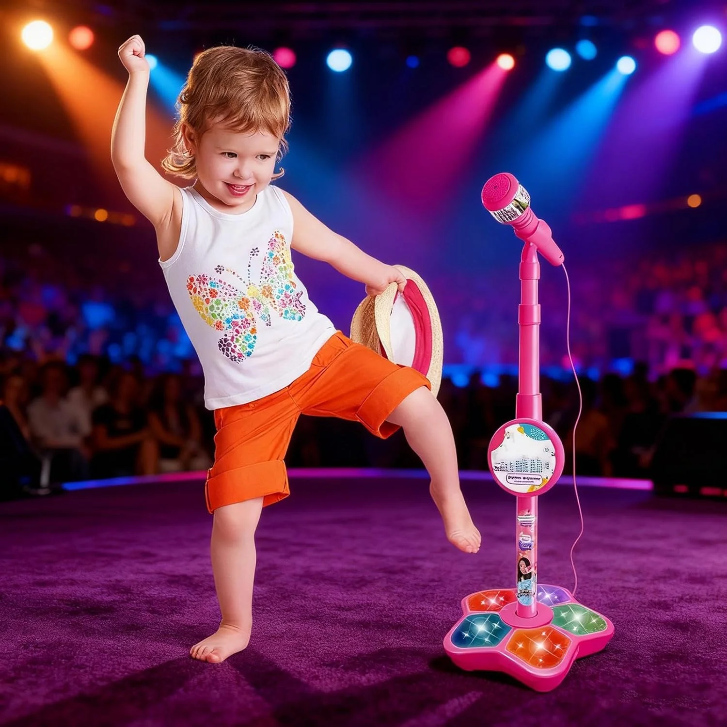 میکروفون کودکانه، بلندگوی اسباب بازی قابل حمل با نور LED، با پایه و میکروفون اسباب بازی، مناسب برای تولد، پادکست، ضبط، آواز خواندن، مهمانی، نوجوانان، استودیوهای استریمینگ، کریسمس میکروفون کودکانه، بلندگوی اسباب بازی قابل حمل با نور LED، با پایه و میکروفون اسباب بازی، مناسب برای تولد، پادکست، ضبط، آواز خواندن، مهمانی، نوجوانان، استودیوهای استریمینگ، کریسمس