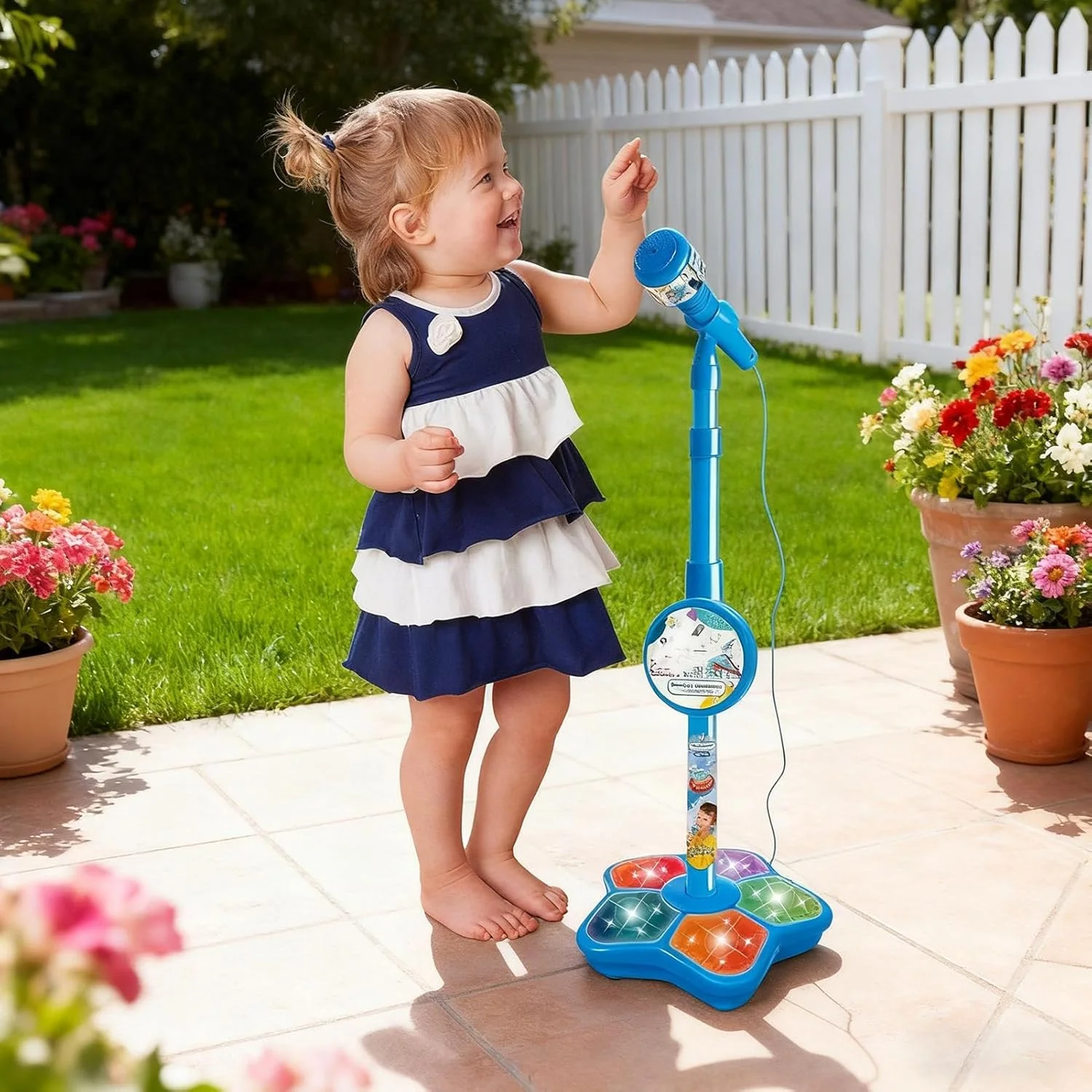 میکروفون کودکانه - اسباب بازی قابل حمل با نورپردازی LED | میکروفون اسباب بازی با پایه - برای ضبط پادکست، آواز خواندن، مهمانی، استریمینگ، استودیو، تولد میکروفون کودکانه - اسباب بازی قابل حمل با نورپردازی LED | میکروفون اسباب بازی با پایه - برای ضبط پادکست، آواز خواندن، مهمانی، استریمینگ، استودیو، تولد