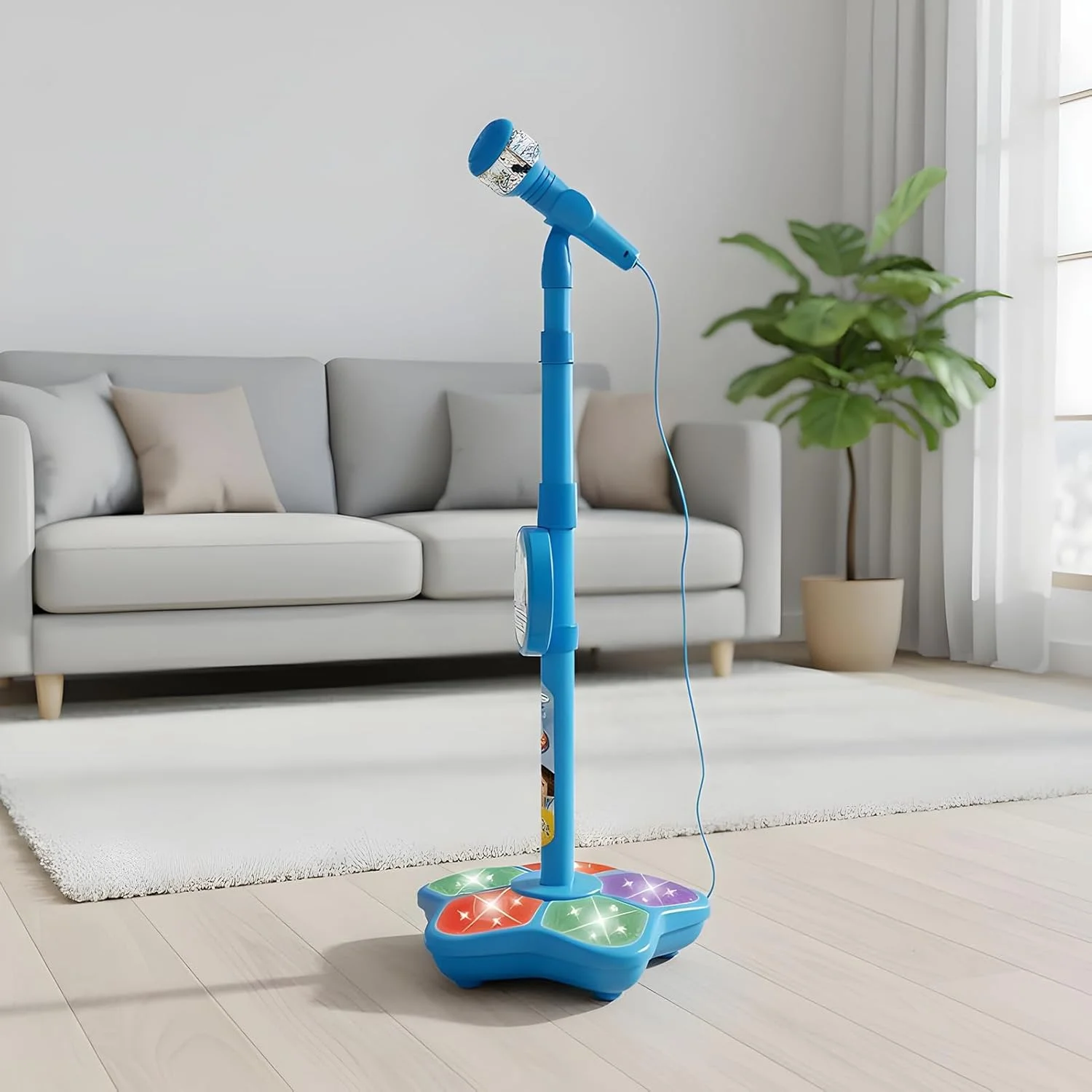 میکروفون کودکانه - اسباب بازی قابل حمل با نورپردازی LED | میکروفون اسباب بازی با پایه - برای ضبط پادکست، آواز خواندن، مهمانی، استریمینگ، استودیو، تولد میکروفون کودکانه - اسباب بازی قابل حمل با نورپردازی LED | میکروفون اسباب بازی با پایه - برای ضبط پادکست، آواز خواندن، مهمانی، استریمینگ، استودیو، تولد