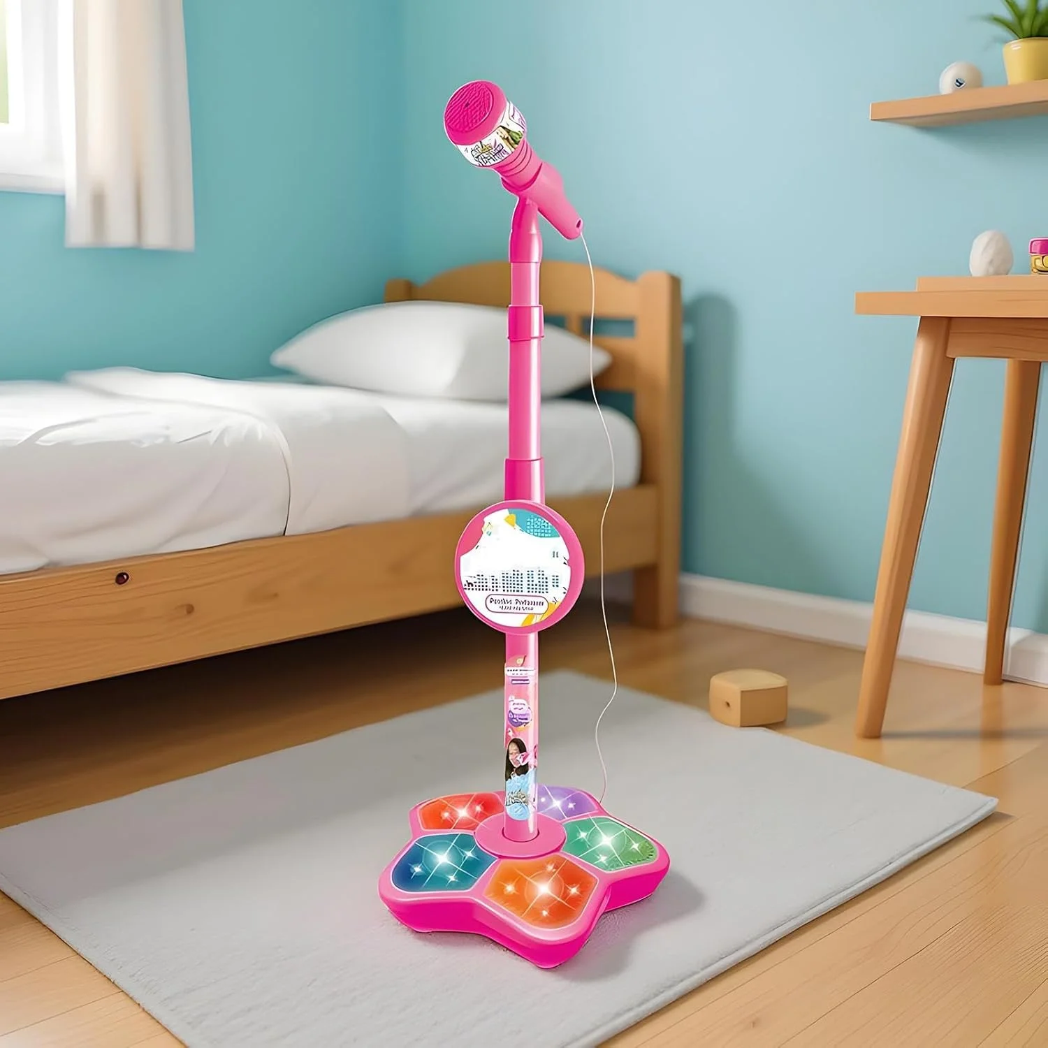 میکروفون کودکانه، بلندگوی اسباب بازی قابل حمل با نور LED، با پایه و میکروفون اسباب بازی، مناسب برای تولد، پادکست، ضبط، آواز خواندن، مهمانی، نوجوانان، استودیوهای استریمینگ، کریسمس میکروفون کودکانه، بلندگوی اسباب بازی قابل حمل با نور LED، با پایه و میکروفون اسباب بازی، مناسب برای تولد، پادکست، ضبط، آواز خواندن، مهمانی، نوجوانان، استودیوهای استریمینگ، کریسمس