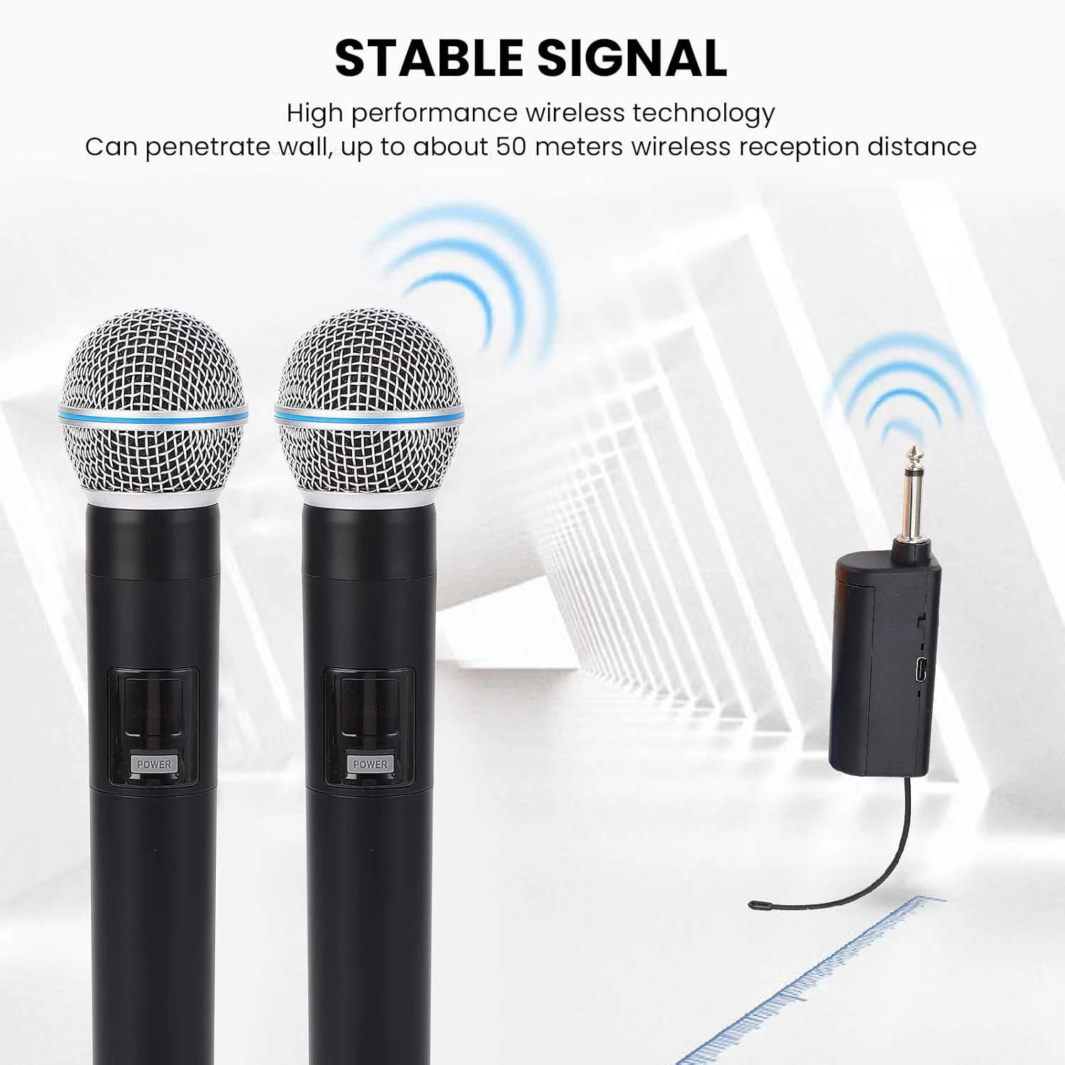 ست میکروفون دستی بیسیم، برد 50 متری، 4 میکروفون دینامیک VHF برای اجرای صحنه، کارائوکه با تکنولوژی پیشرفته، عمر باتری طولانی، زیبا ست میکروفون دستی بیسیم، برد 50 متری، 4 میکروفون دینامیک VHF برای اجرای صحنه، کارائوکه با تکنولوژی پیشرفته، عمر باتری طولانی، زیبا