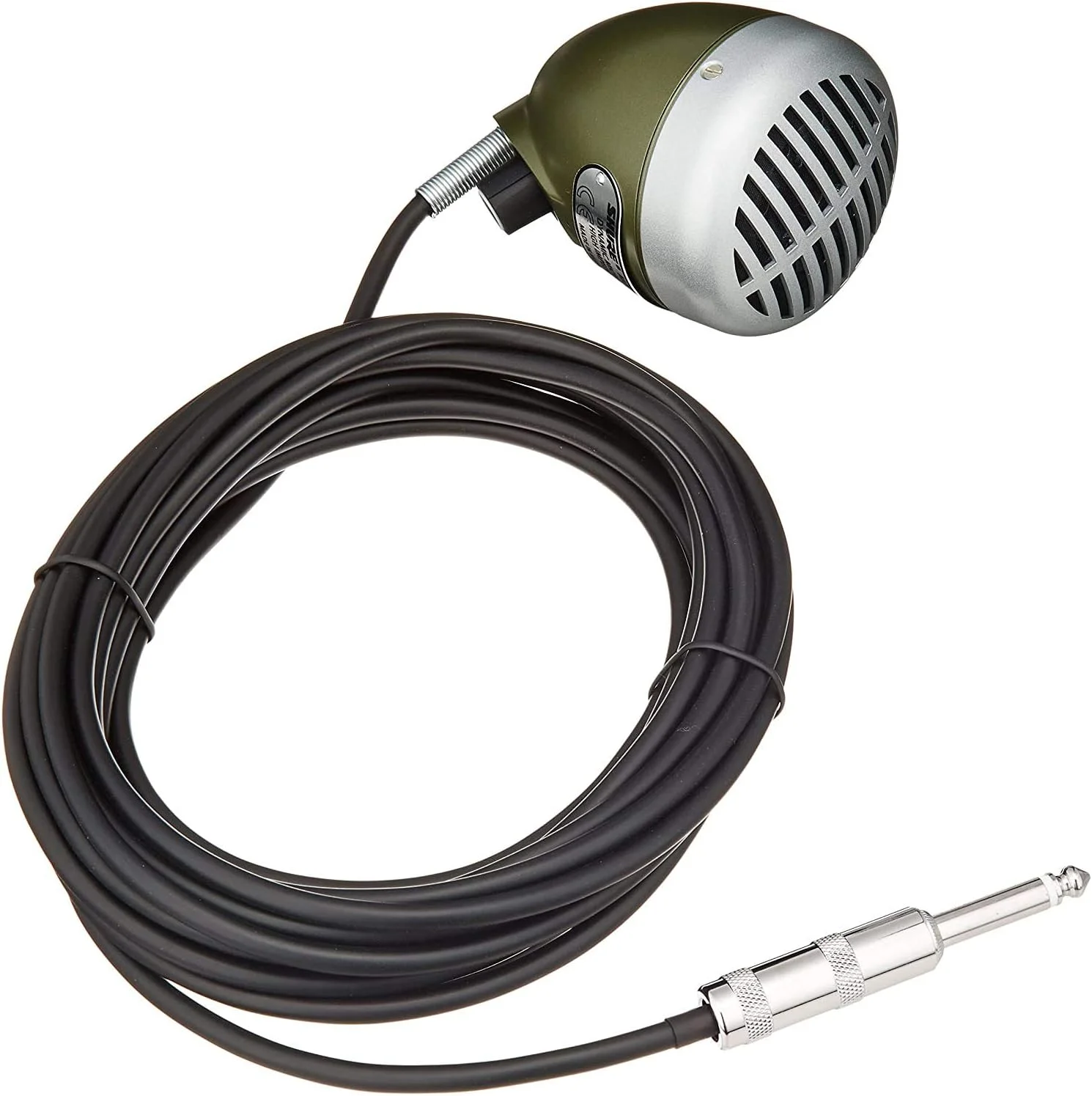 میکروفون داینامیک Shure 520DX Green Bullet برای نوازندگان سازدهنی بلوز، الگوی ضبط Omni-directional، کنترل صدا، کابل متصل با 1/4 اینچ و Blackstar Fly 3 مشکی