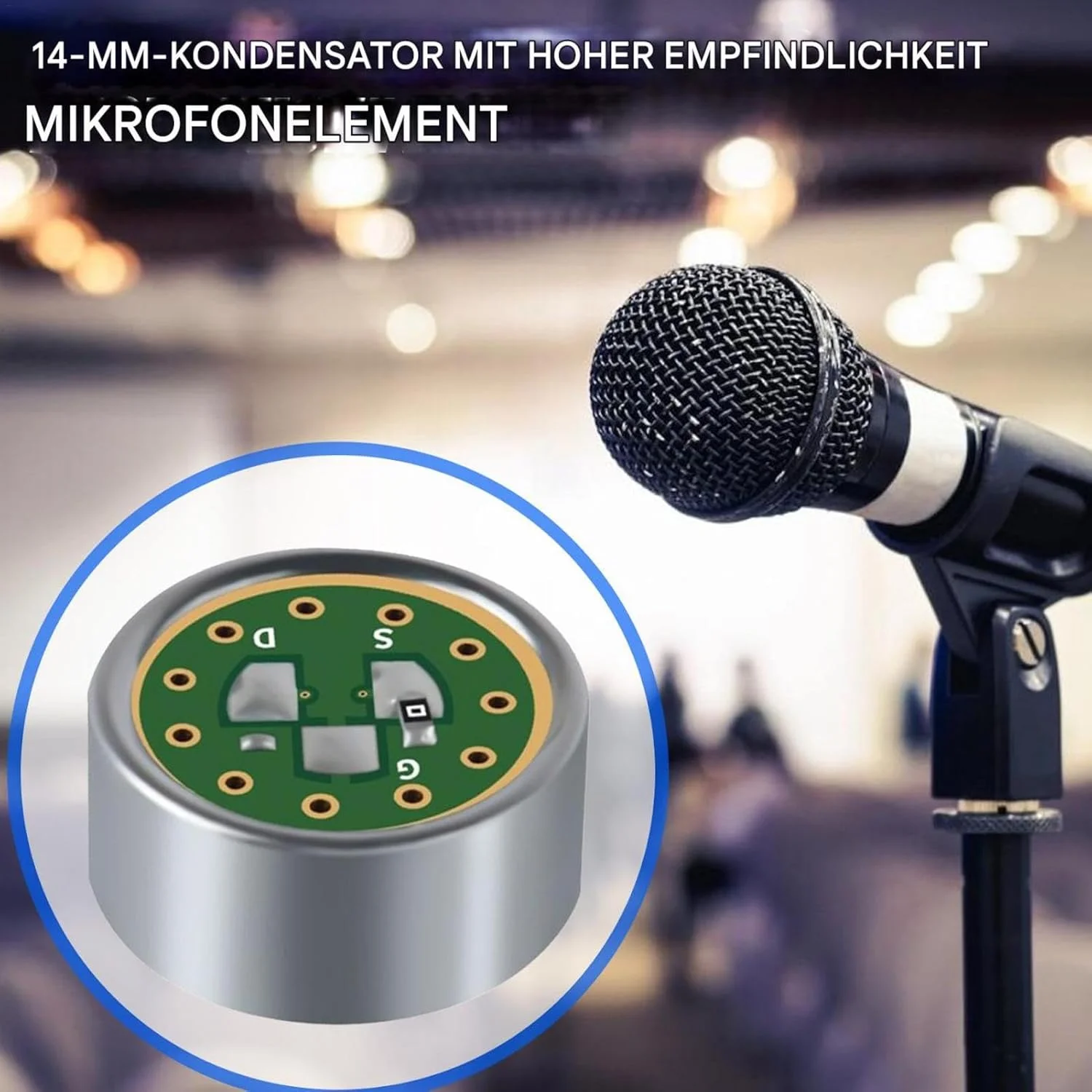 کارتریج میکروفون داینامیک جنریک، کارتریج میکروفون، جایگزین میکروفون - کارتریج میکروفون صدای حساس 14 میلی متری یک جهته کندانسور الکترت برای اجراهای زنده استودیو