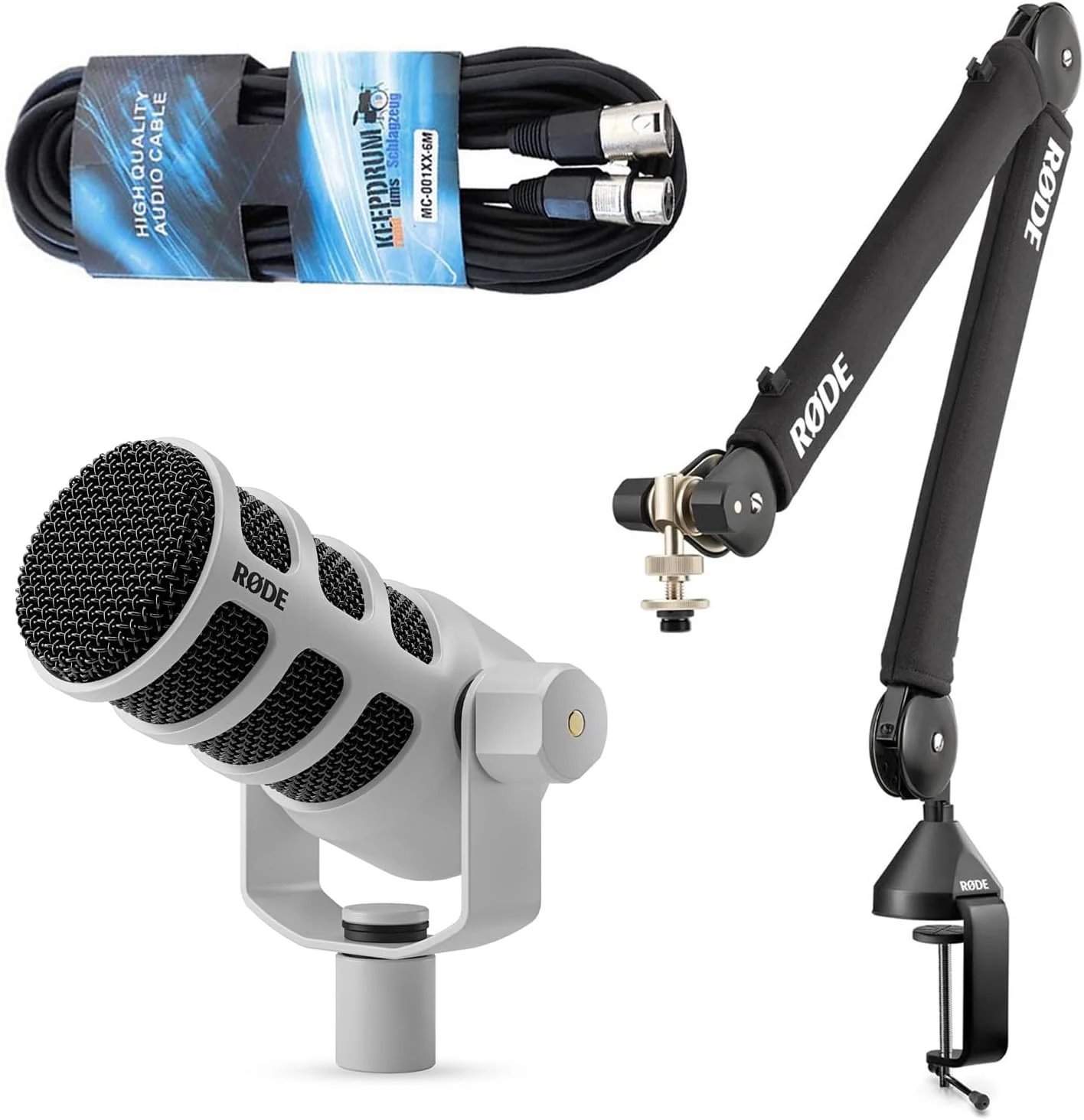 میکروفون سخنرانی داینامیک USB XLR رُد Podmic سفید با بازوی مفصلی PSA-1+ و کابل XLR کیپدرام میکروفون سخنرانی داینامیک USB XLR رُد Podmic سفید با بازوی مفصلی PSA-1+ و کابل XLR کیپدرام