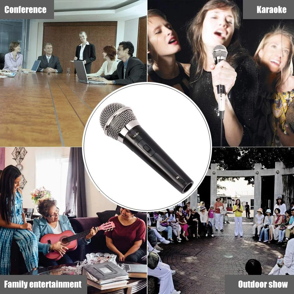 میکروفون های دینامیکی ASHATA، میکروفون حرفه ای سیمی دینامیک، میکروفون دستی با جک 6.5 میلی متری و کابل 5 متری با صدای واضح