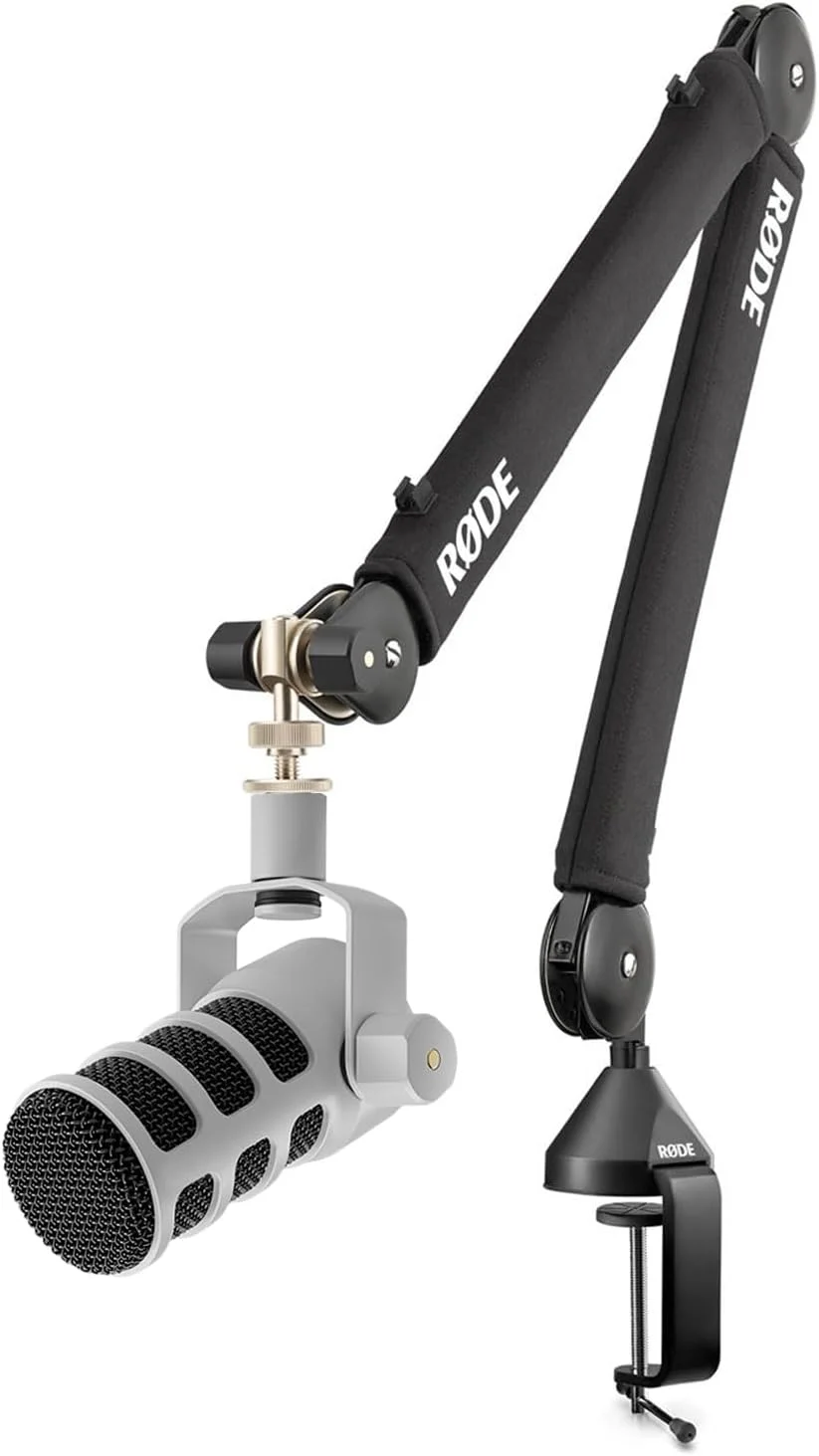 میکروفون سخنرانی داینامیک USB XLR رُد Podmic سفید با بازوی مفصلی PSA-1+ و کابل XLR کیپدرام