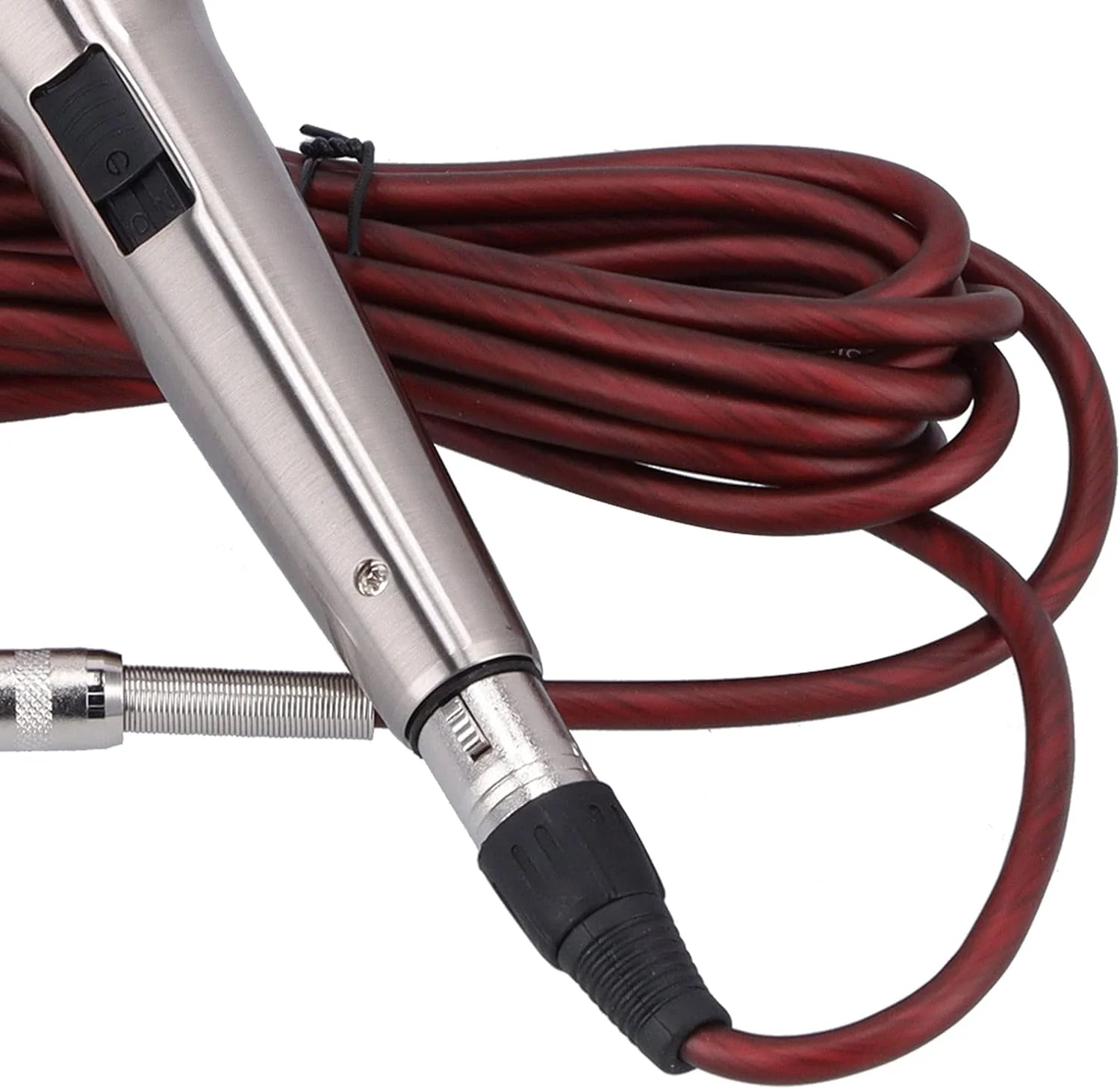 میکروفون دینامیک سیمی ASHATA، میکروفون دینامیک خانگی با الگوی قطبی کاردیوئید برای آواز خواندن، میکروفون دستی سیمی با کلید روشن/خاموش برای آواز خواندن