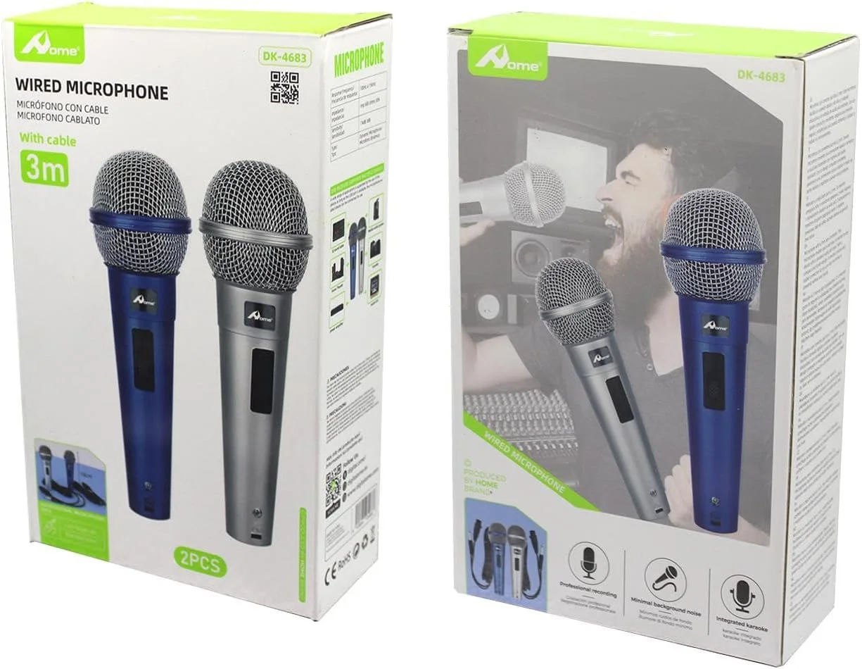 میکروفون دینامیکی خانگی، 2 عدد میکروفون دستی کارائوکه با کابل 3 متری، اتصال جک 6.3 میلیمتری و دکمه روشن/خاموش، میکروفون XLR برای آواز، استیج، مهمانی، میکروفون DJ، سخنرانی، کارائوکه میکروفون دینامیکی خانگی، 2 عدد میکروفون دستی کارائوکه با کابل 3 متری، اتصال جک 6.3 میلیمتری و دکمه روشن/خاموش، میکروفون XLR برای آواز، استیج، مهمانی، میکروفون DJ، سخنرانی، کارائوکه