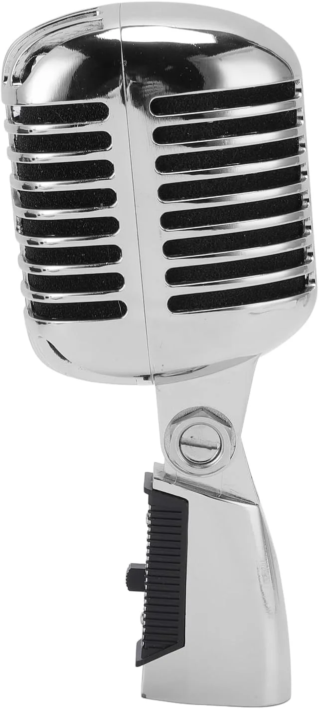 میکروفون داینامیک رترو با الگوی قطبی کاردیوئید، ساختار مقاوم برای شرایط سخت، اجرای صحنه، KTV، آلیاژ روی (نقره ای)