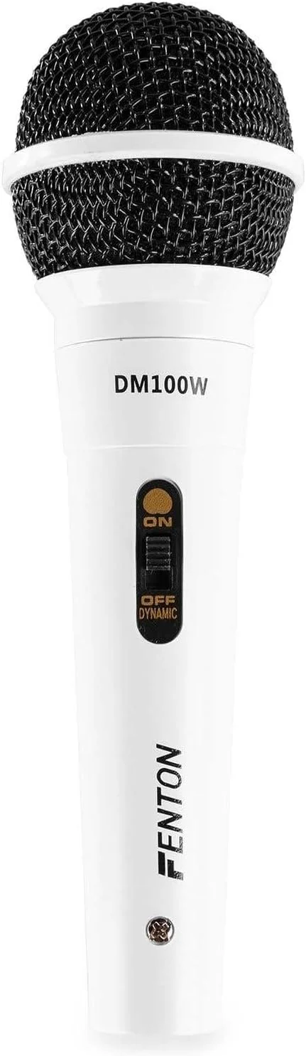 میکروفون داینامیک فنتون DM100W با کلید و الگوی قطبی کاردیوئید، کابل 3 متری XLR به جک 6.3 میلی‌متری، میکروفون دی‌جی، مناسب سخنرانی، کارائوکه و آواز، سفید - تصویر 2