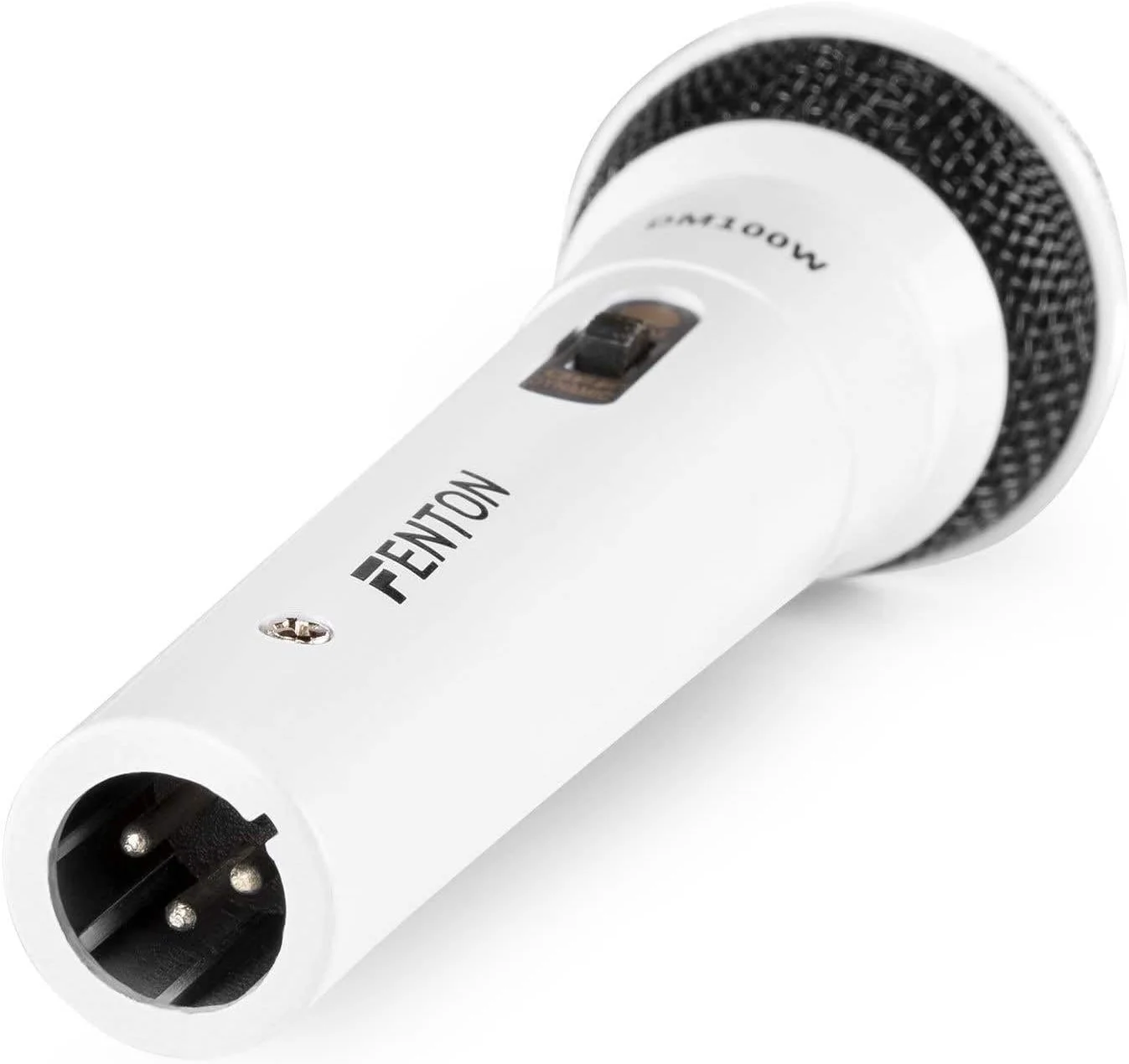 میکروفون داینامیک فنتون DM100W با کلید و الگوی قطبی کاردیوئید، کابل 3 متری XLR به جک 6.3 میلی‌متری، میکروفون دی‌جی، مناسب سخنرانی، کارائوکه و آواز، سفید - تصویر 3