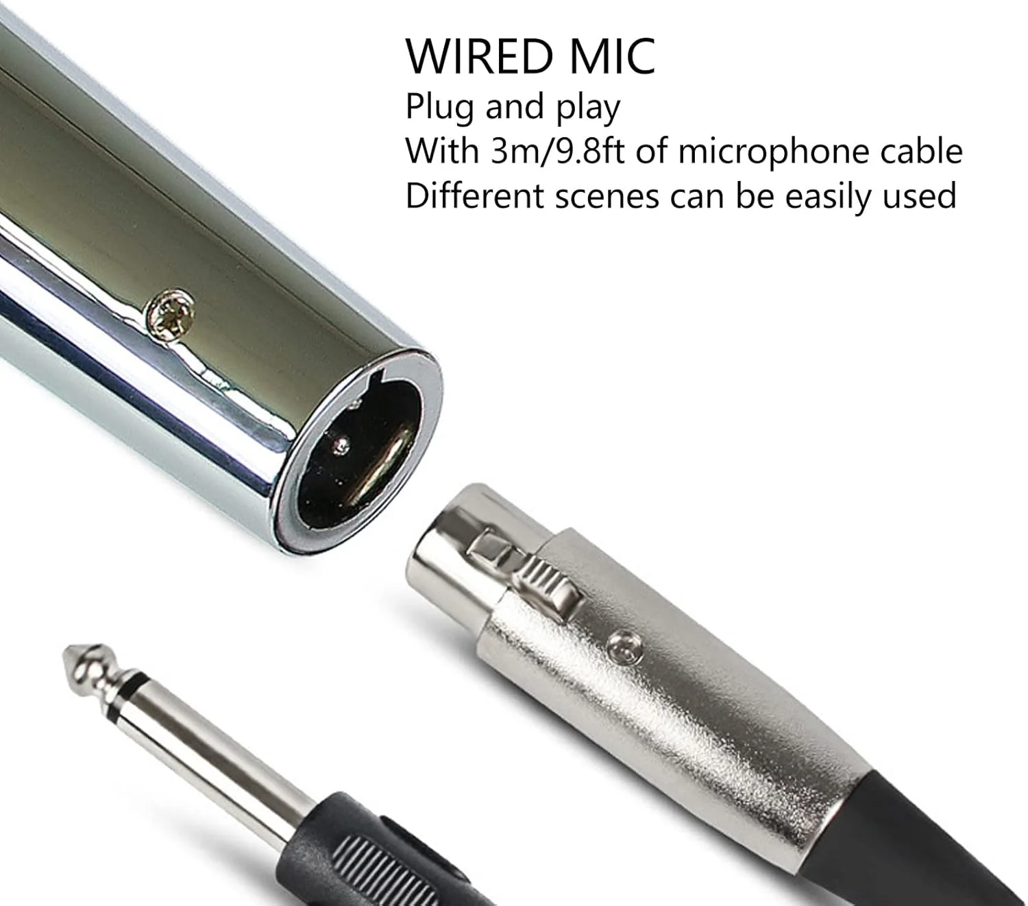 میکروفون سیمی Cyrank، میکروفون دستی، میکروفون دینامیک آواز با کابل 9.8 فوتی برای جلسه KTV خانگی