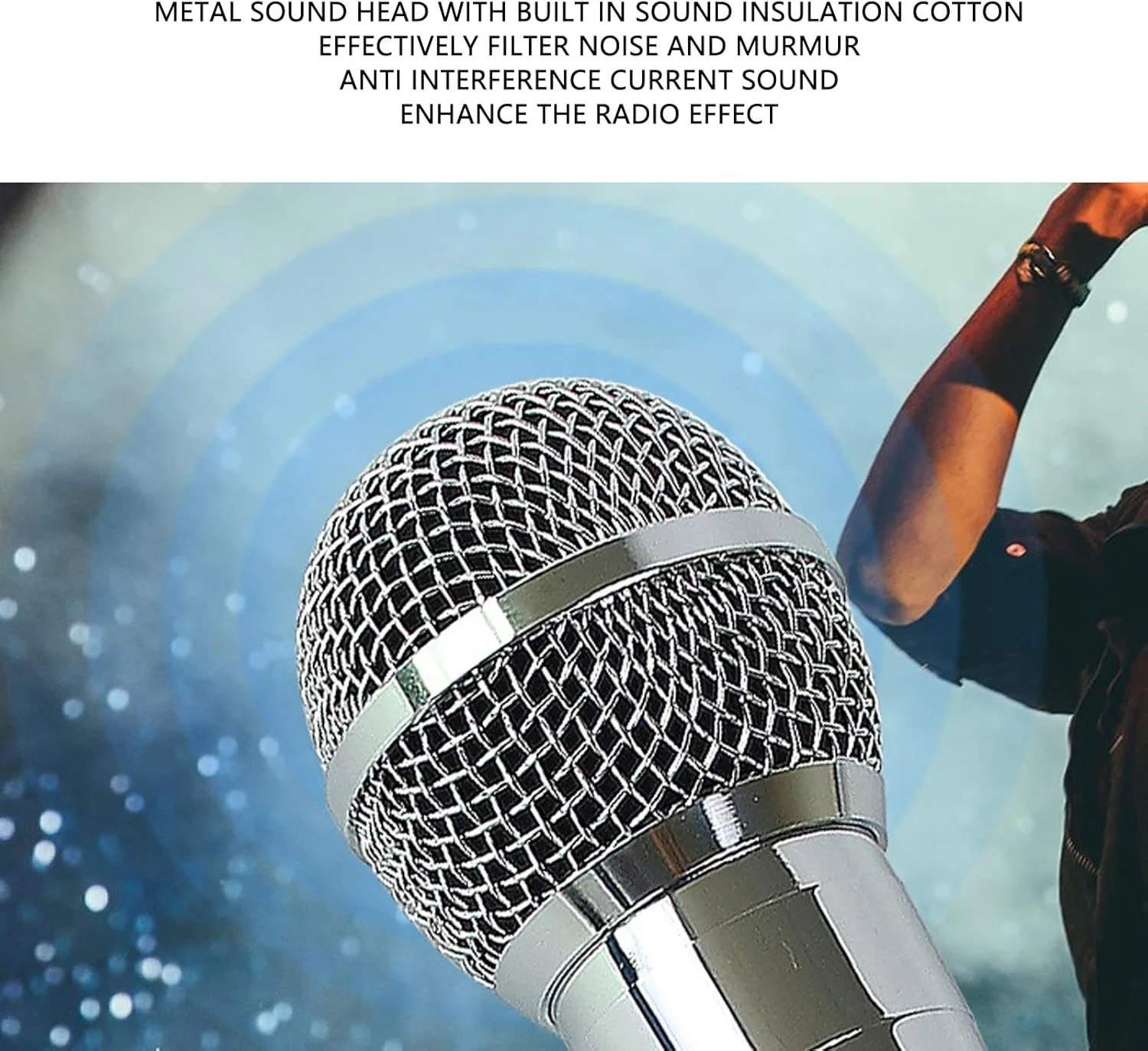 میکروفون سیمی Cyrank، میکروفون دستی، میکروفون دینامیک آواز با کابل 9.8 فوتی برای جلسه KTV خانگی