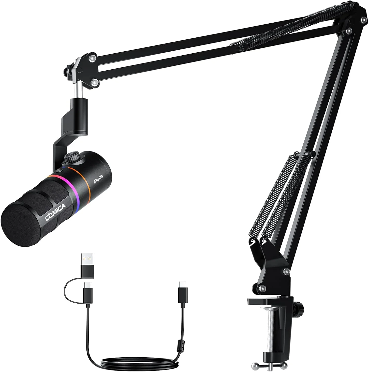 میکروفون کاردیوئید داینامیک USB-C/XLR کمیکا EJoy D10 با کیفیت 48kHz/24bit، حذف نویز Calmix، نورپردازی RGB، تقویت و مانیتورینگ قابل تنظیم میکروفون کاردیوئید داینامیک USB-C/XLR کمیکا EJoy D10 با کیفیت 48kHz/24bit، حذف نویز Calmix، نورپردازی RGB، تقویت و مانیتورینگ قابل تنظیم