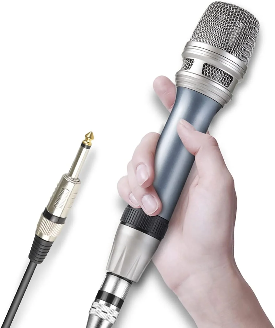 میکروفون سیمی حرفه ای Depusheng C90، میکروفون دستی دینامیک برای آواز خواندن در منزل، KTV، سخنرانی، عروسی، استیج و فعالیت های فضای باز میکروفون سیمی حرفه ای Depusheng C90، میکروفون دستی دینامیک برای آواز خواندن در منزل، KTV، سخنرانی، عروسی، استیج و فعالیت های فضای باز