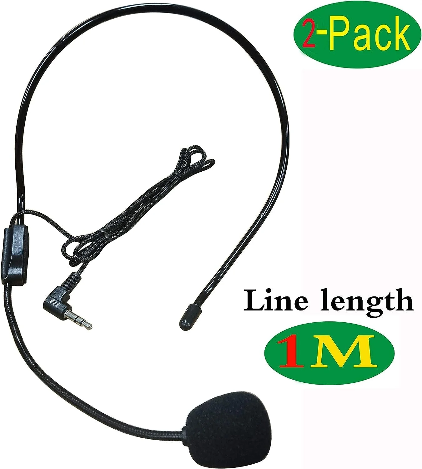 میکروفون هدست صوتی 3.5 میلی‌متری zdyCGTime برای آقایان و دستگاه‌های قابل حمل، مناسب برای سیستم‌های میکروفون، تقویت‌کننده‌های صدا، بلندگوها، معلمان، کنفرانس‌ها، سخنرانی‌ها و راهنمایان تور. (2 عدد/1 متر)