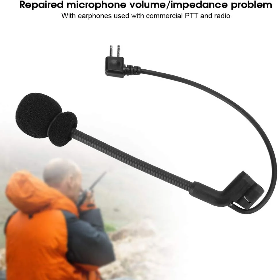 میکروفون تاکتیکی Z Zerone مشکی با صدای شفاف، میکروفون 2 پین برای H50، هدست حذف نویز برای Armorwerx/Comtac، مواد ABS بادوام