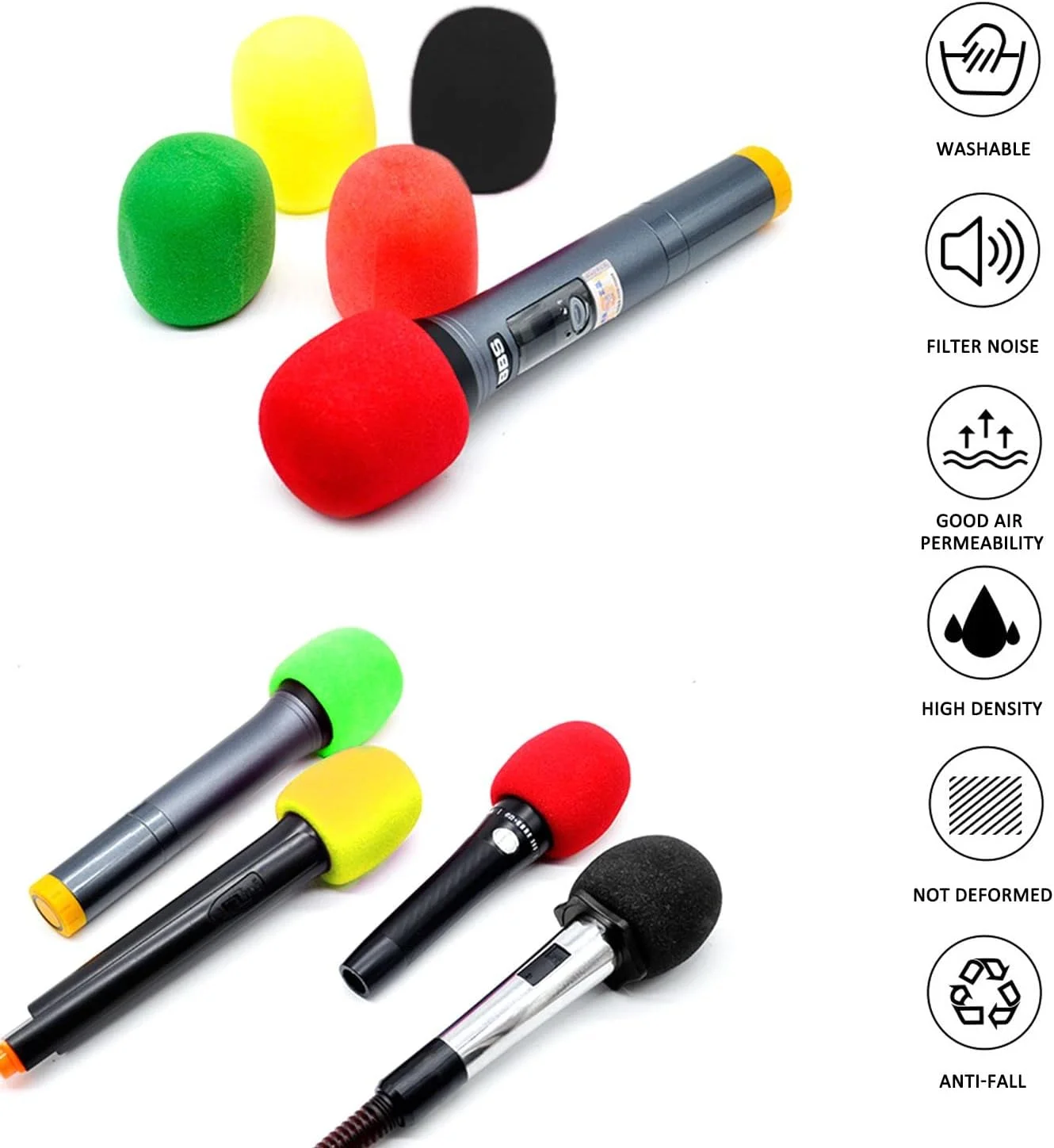 ۱۶ عدد روکش اسفنجی میکروفون دستی، محافظ باد، مناسب منزل، استودیو، روکش اسفنجی یکبار مصرف میکروفون، محافظ باد اسفنجی (۴ رنگ)، مشکی، قرمز، زرد، سبز ۱۶ عدد روکش اسفنجی میکروفون دستی، محافظ باد، مناسب منزل، استودیو، روکش اسفنجی یکبار مصرف میکروفون، محافظ باد اسفنجی (۴ رنگ)، مشکی، قرمز، زرد، سبز