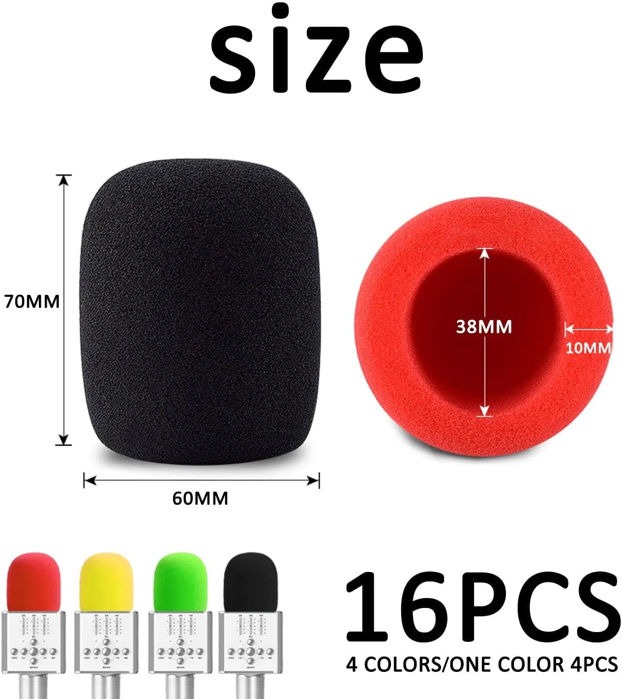 ۱۶ عدد روکش اسفنجی میکروفون دستی، محافظ باد، مناسب منزل، استودیو، روکش اسفنجی یکبار مصرف میکروفون، محافظ باد اسفنجی (۴ رنگ)، مشکی، قرمز، زرد، سبز ۱۶ عدد روکش اسفنجی میکروفون دستی، محافظ باد، مناسب منزل، استودیو، روکش اسفنجی یکبار مصرف میکروفون، محافظ باد اسفنجی (۴ رنگ)، مشکی، قرمز، زرد، سبز
