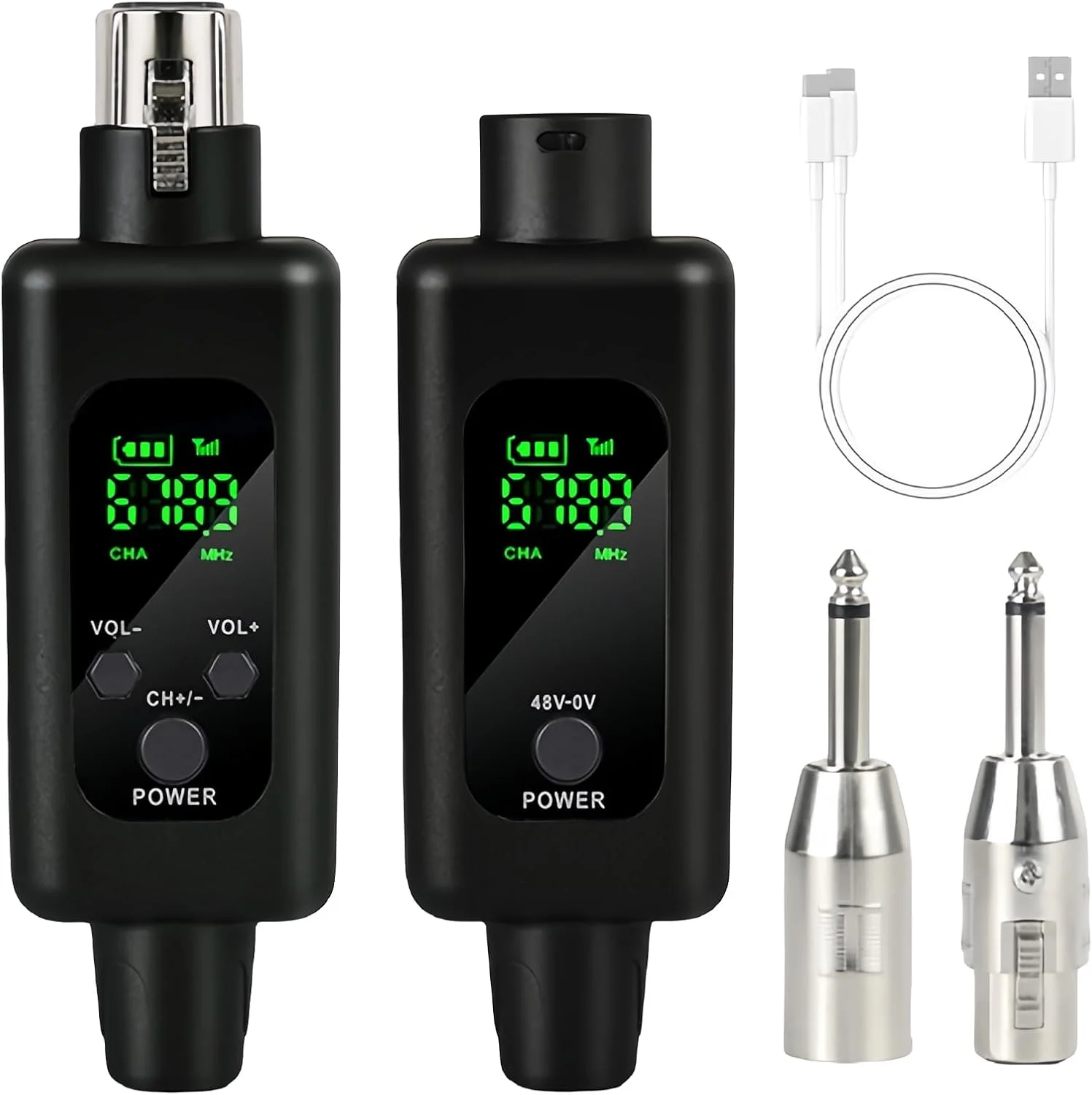 فرستنده گیرنده میکروفون XLR: آداپتور میکروفون بی سیم 2.4G 1 به 1 برای میکروفون دینامیک و میکروفون کندانسور، برای آواز/سخنرانی عمومی