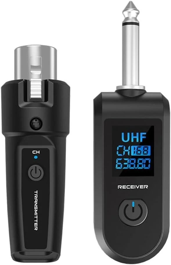 آداپتور XLR بی سیم UHF، فرستنده، گیرنده، مجموعه میکروفون برای میکروفون، میکسر صدا، میکسر صدا، گیتار الکتریک، باس (1 عدد 1)