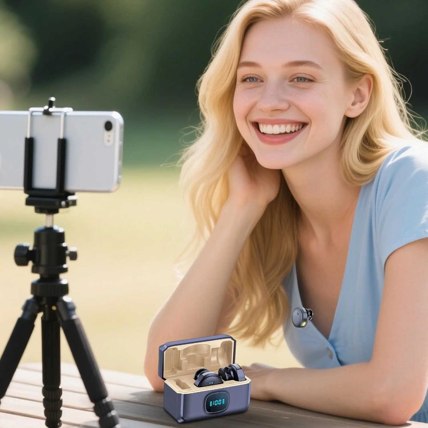 میکروفون گیره ای بی سیم - میکروفون کوچک برای تولید محتوا | حذف نویز قابل حمل برای آواز، تولید محتوا، موسیقی و پخش زنده