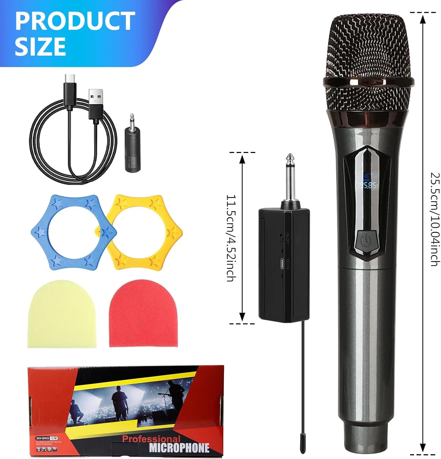 میکروفون بی‌سیم، 2 عدد میکروفون بی‌سیم با گیرنده قابل شارژ، ست میکروفون بی‌سیم، میکروفون بی‌سیم دوگانه، میکروفون بی‌سیم قابل شارژ برای مهمانی، آواز، کارائوکه، عروسی، سخنرانی