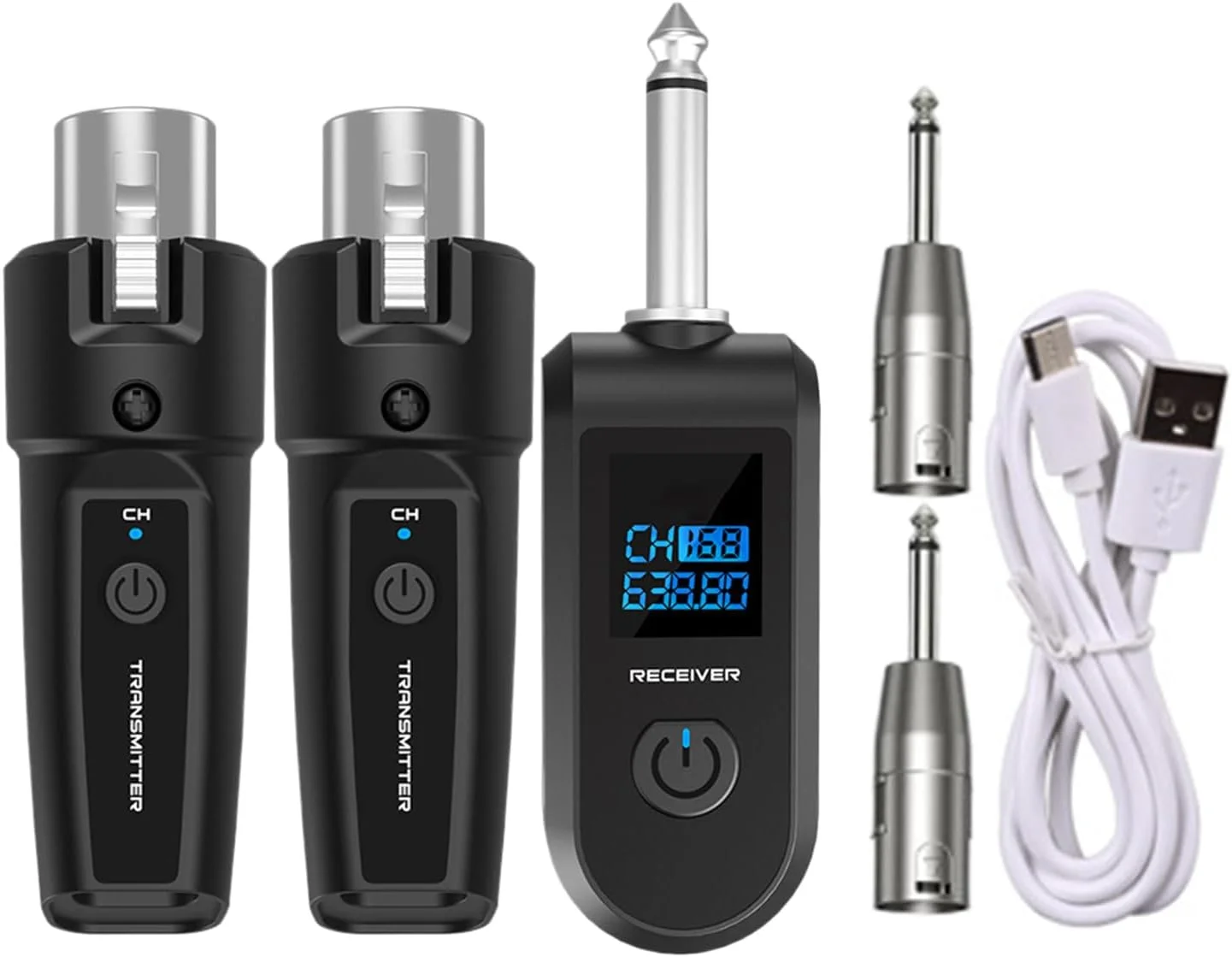 فرستنده و گیرنده میکروفون بی سیم، سیستم میکروفون بی سیم، آداپتور میکروفون دینامیک بی سیم 10 کاناله، فرستنده و گیرنده قابل شارژ برای میکسر صدا، گیتار باس الکتریکی