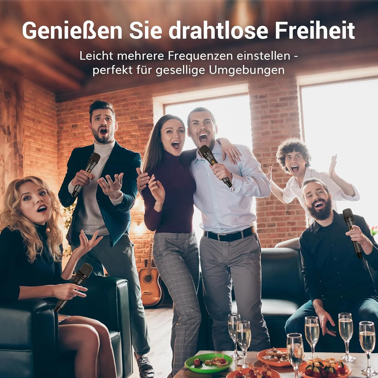 مجموعه میکروفون بی سیم TONOR با 4x5 کانال، میکروفون دستی بی سیم، میکروفون های داینامیک بی سیم با گیرنده، برد 60 متری، انتقال سیگنال پایدار برای کارائوکه، آواز، مهمانی، استیج